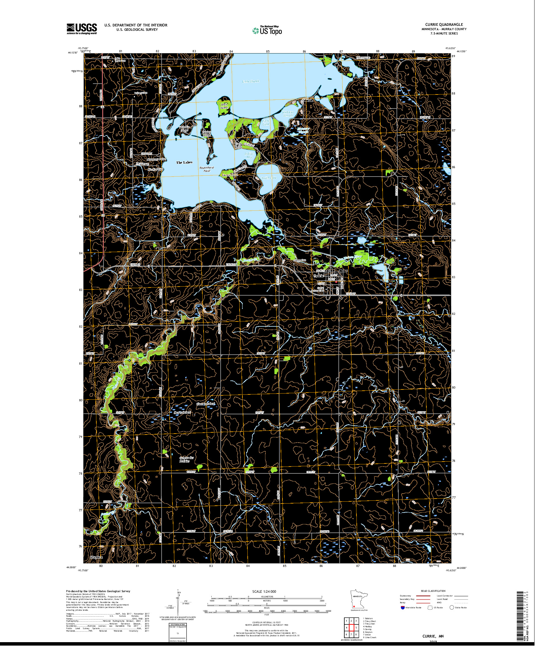 USGS US TOPO 7.5-MINUTE MAP FOR CURRIE, MN 2019
