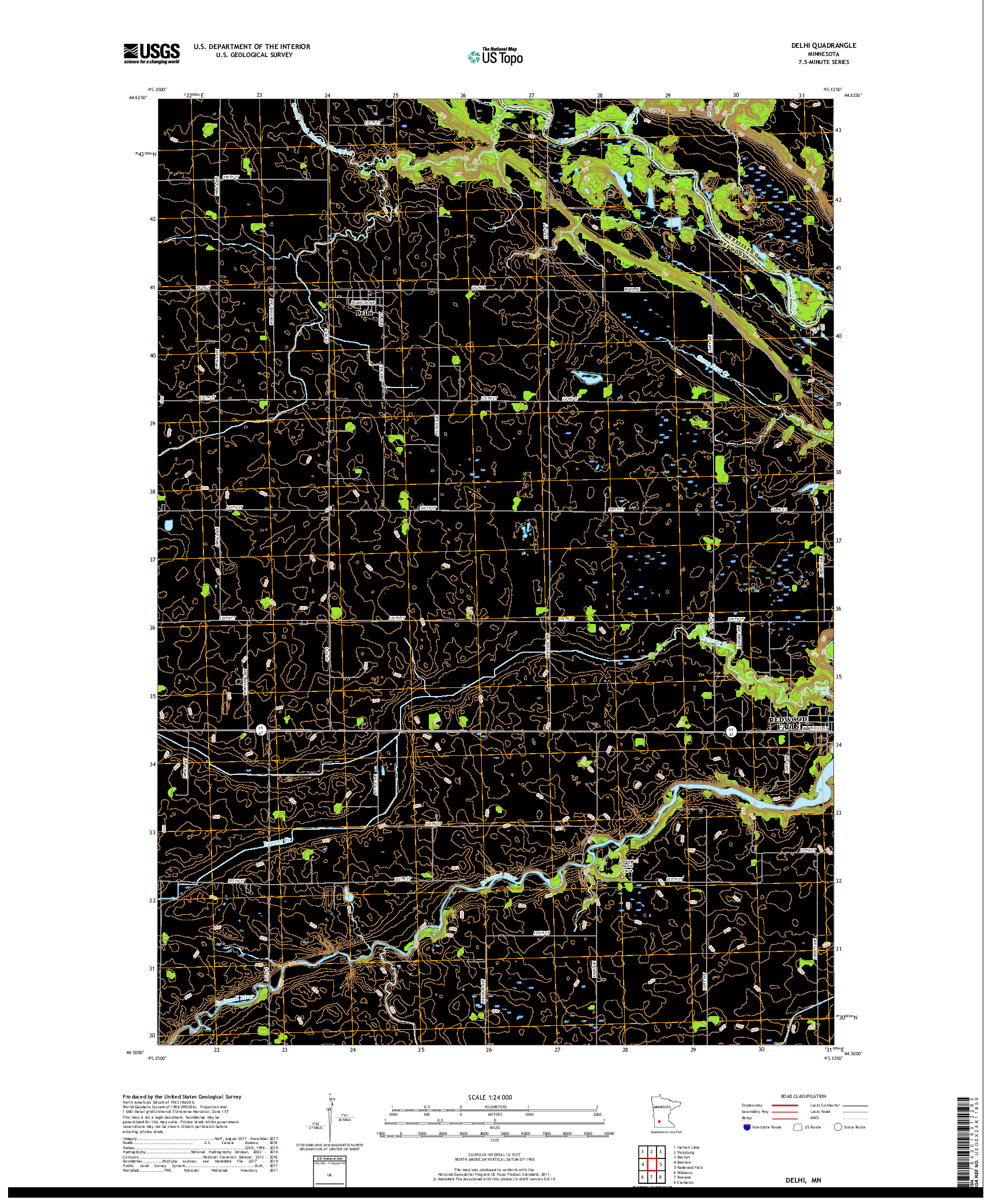 USGS US TOPO 7.5-MINUTE MAP FOR DELHI, MN 2019