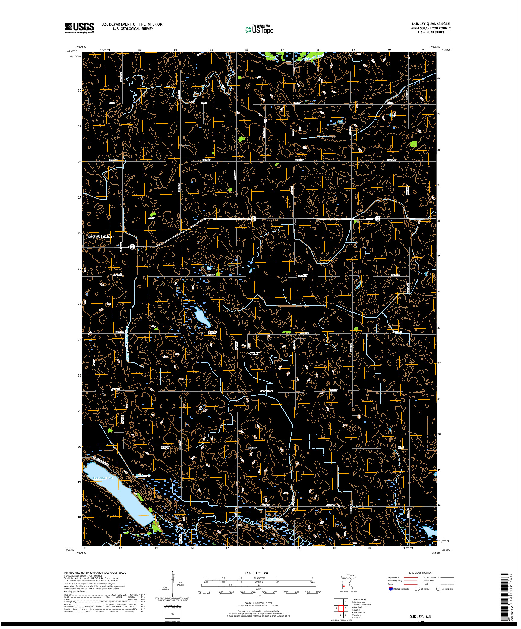 USGS US TOPO 7.5-MINUTE MAP FOR DUDLEY, MN 2019