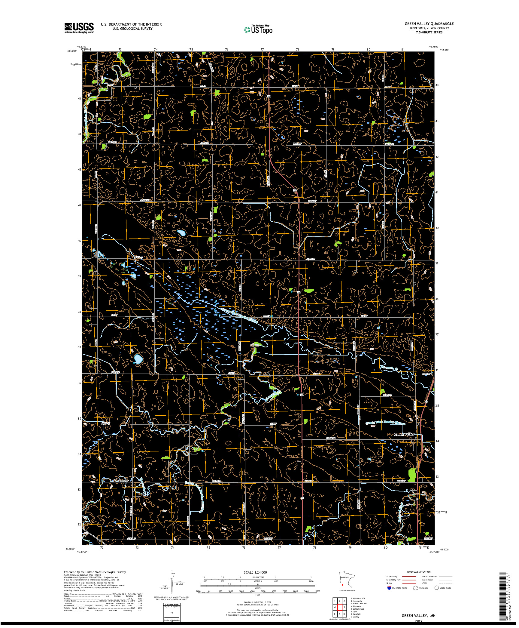 USGS US TOPO 7.5-MINUTE MAP FOR GREEN VALLEY, MN 2019