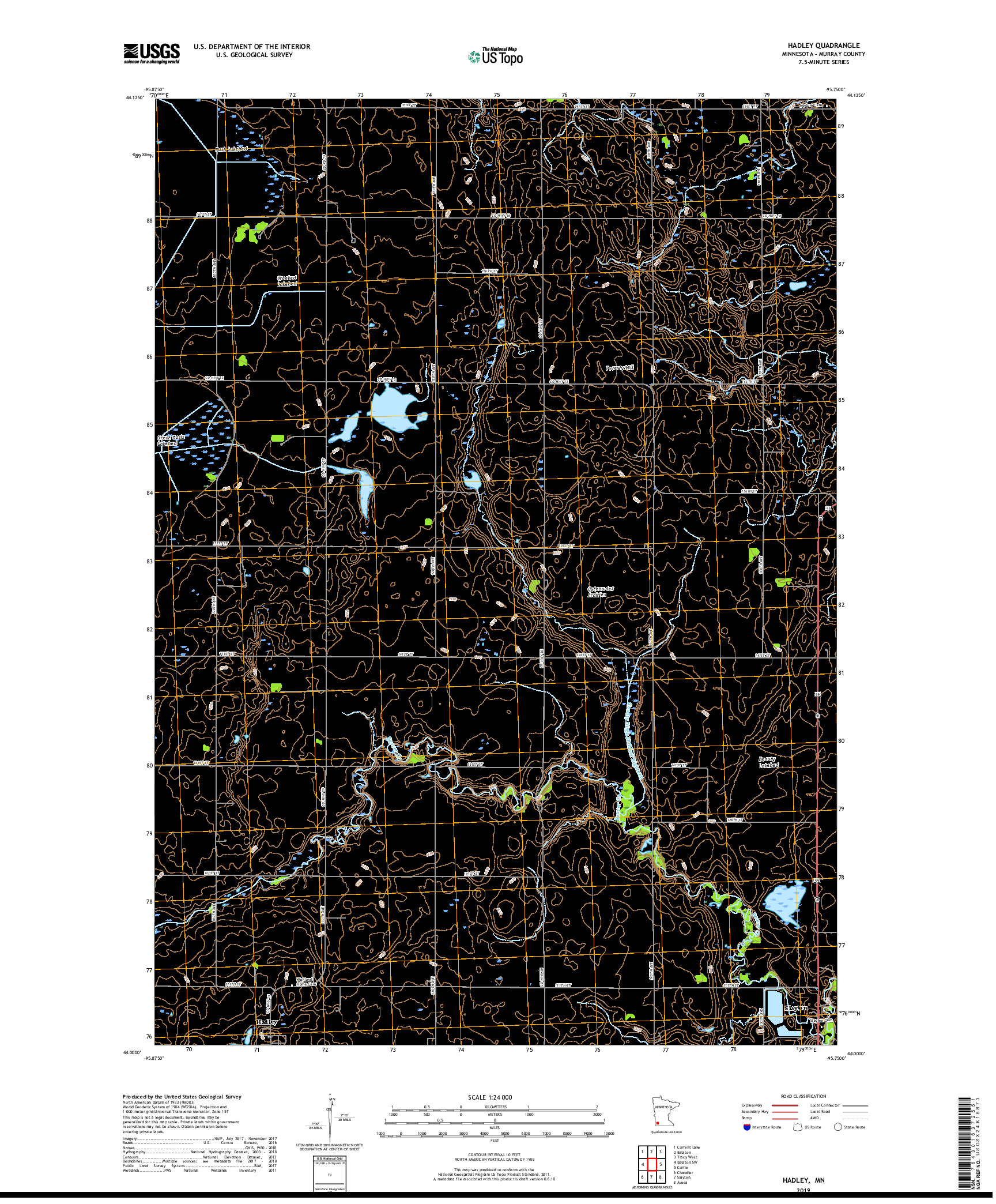 USGS US TOPO 7.5-MINUTE MAP FOR HADLEY, MN 2019