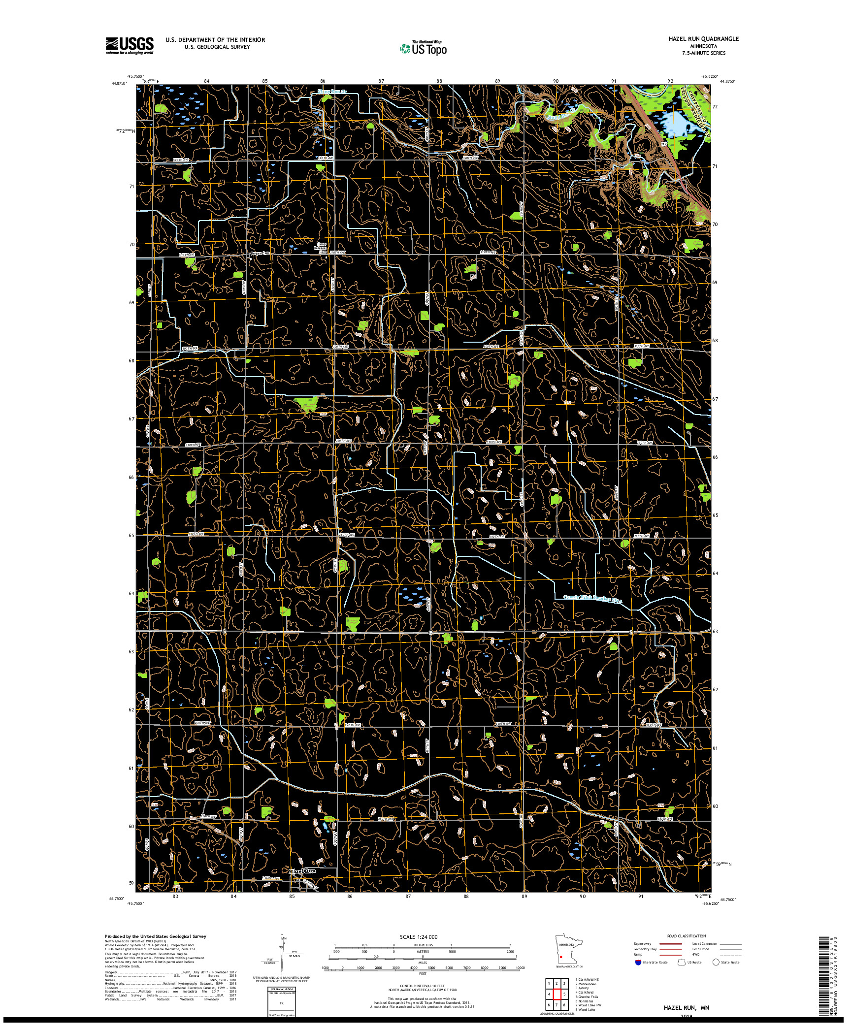 USGS US TOPO 7.5-MINUTE MAP FOR HAZEL RUN, MN 2019