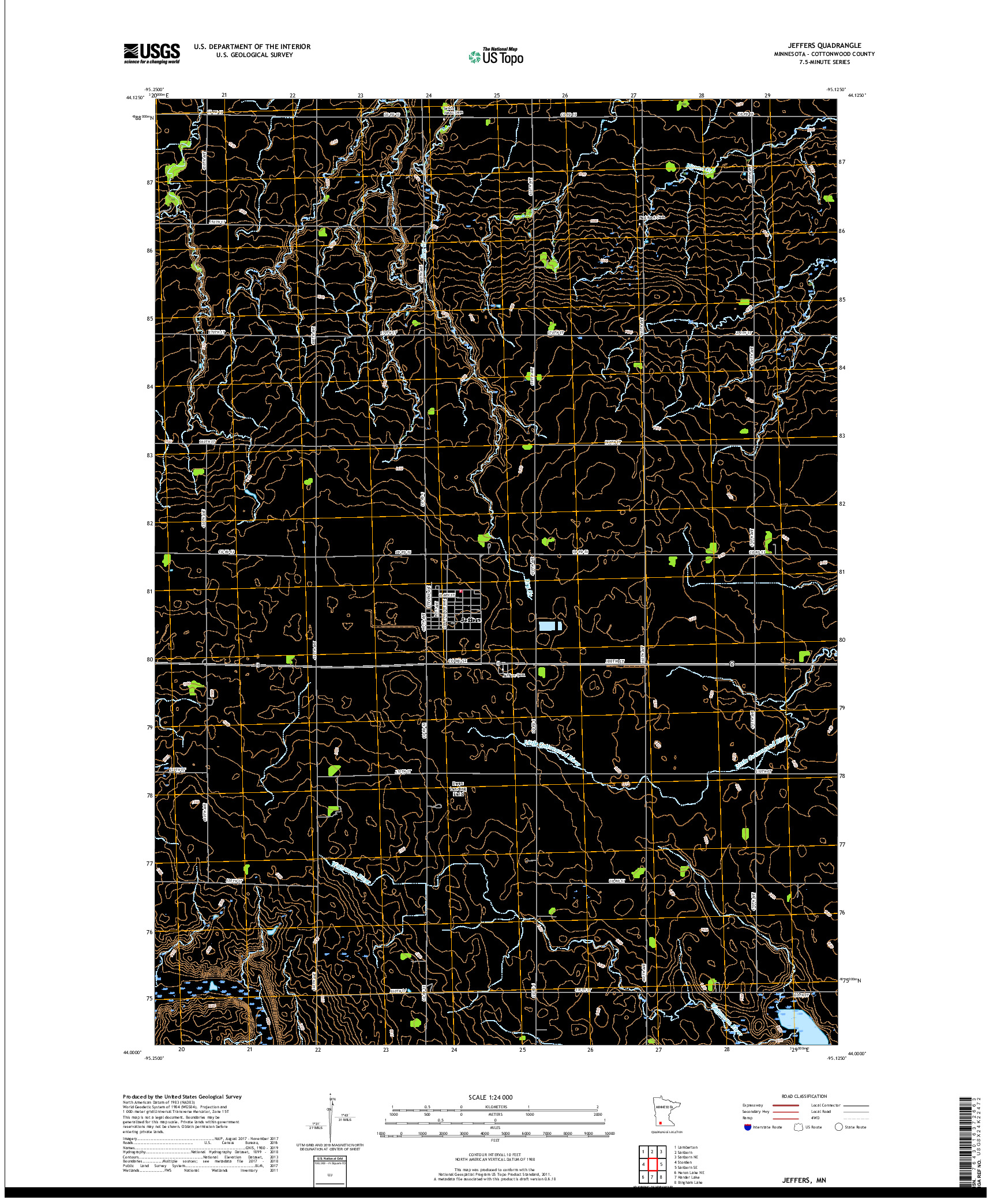 USGS US TOPO 7.5-MINUTE MAP FOR JEFFERS, MN 2019