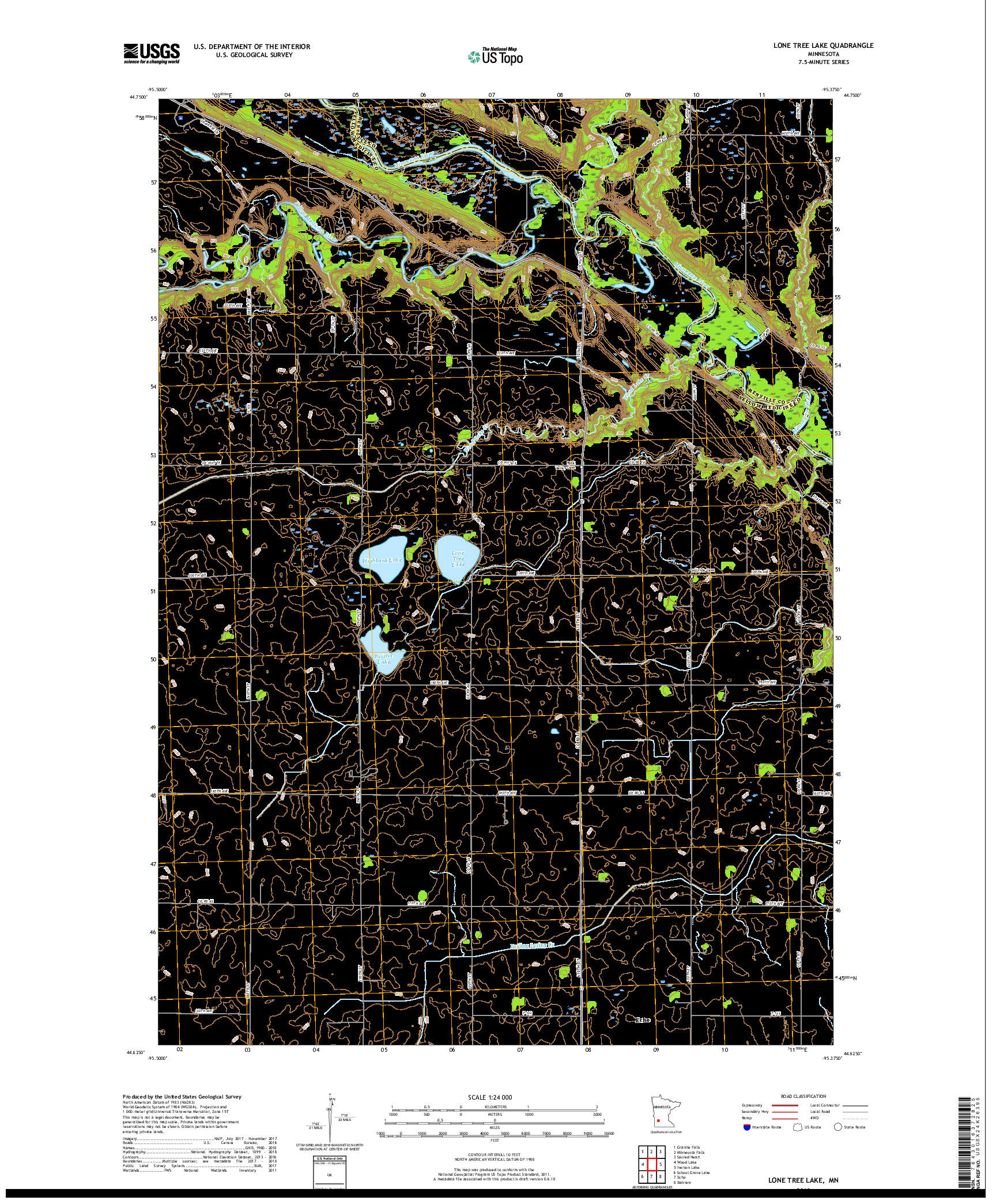 USGS US TOPO 7.5-MINUTE MAP FOR LONE TREE LAKE, MN 2019