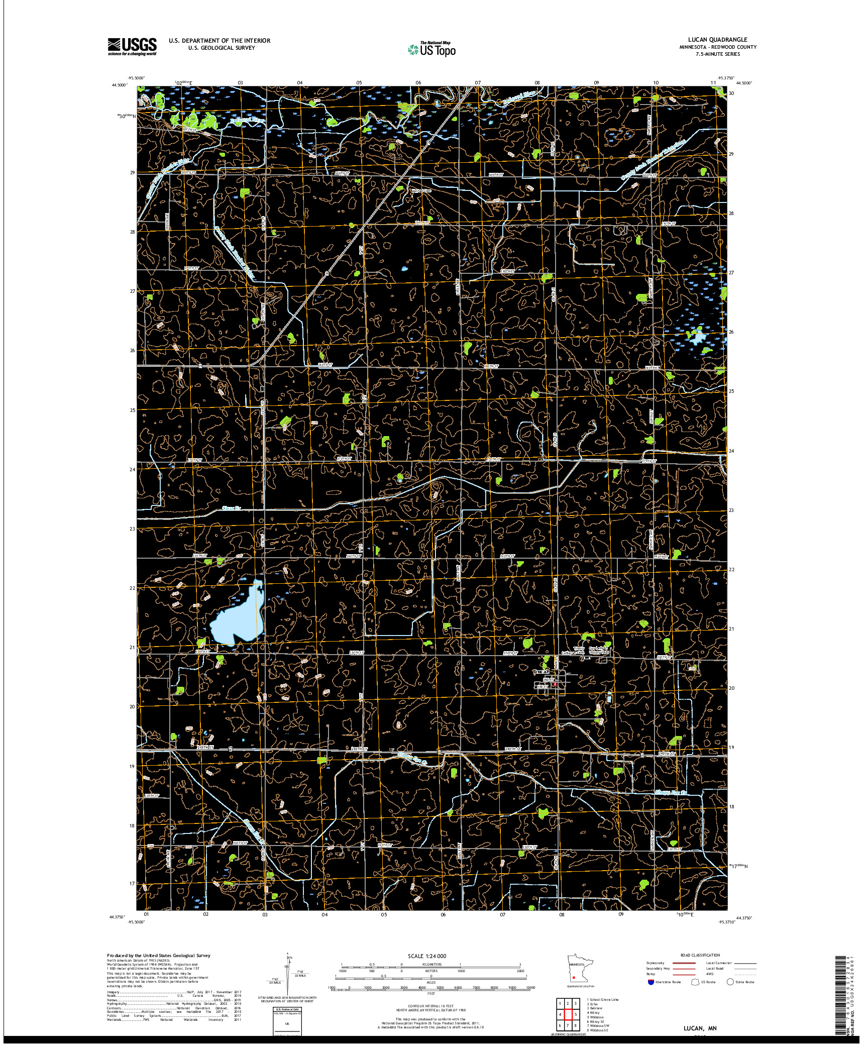 USGS US TOPO 7.5-MINUTE MAP FOR LUCAN, MN 2019