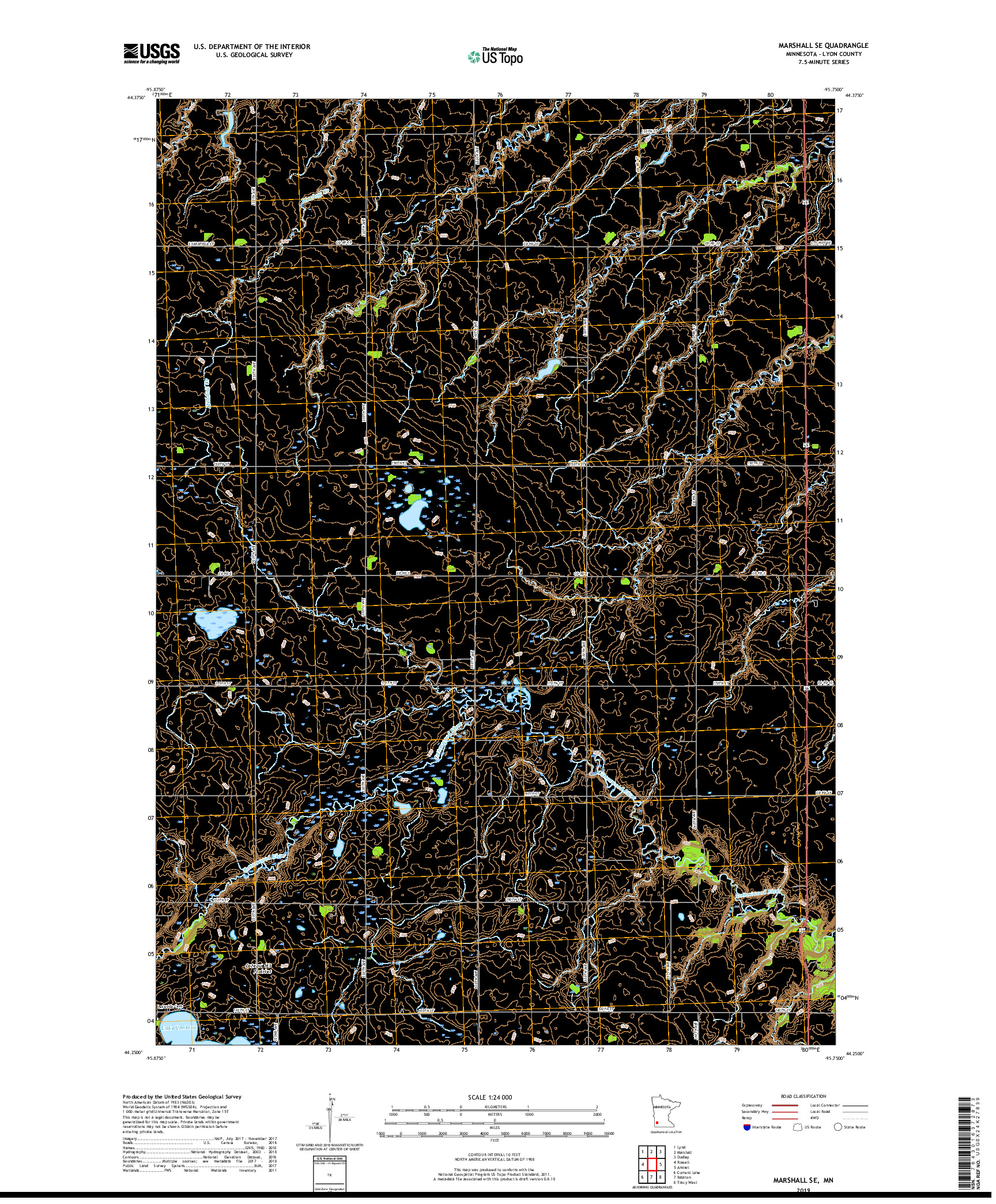 USGS US TOPO 7.5-MINUTE MAP FOR MARSHALL SE, MN 2019