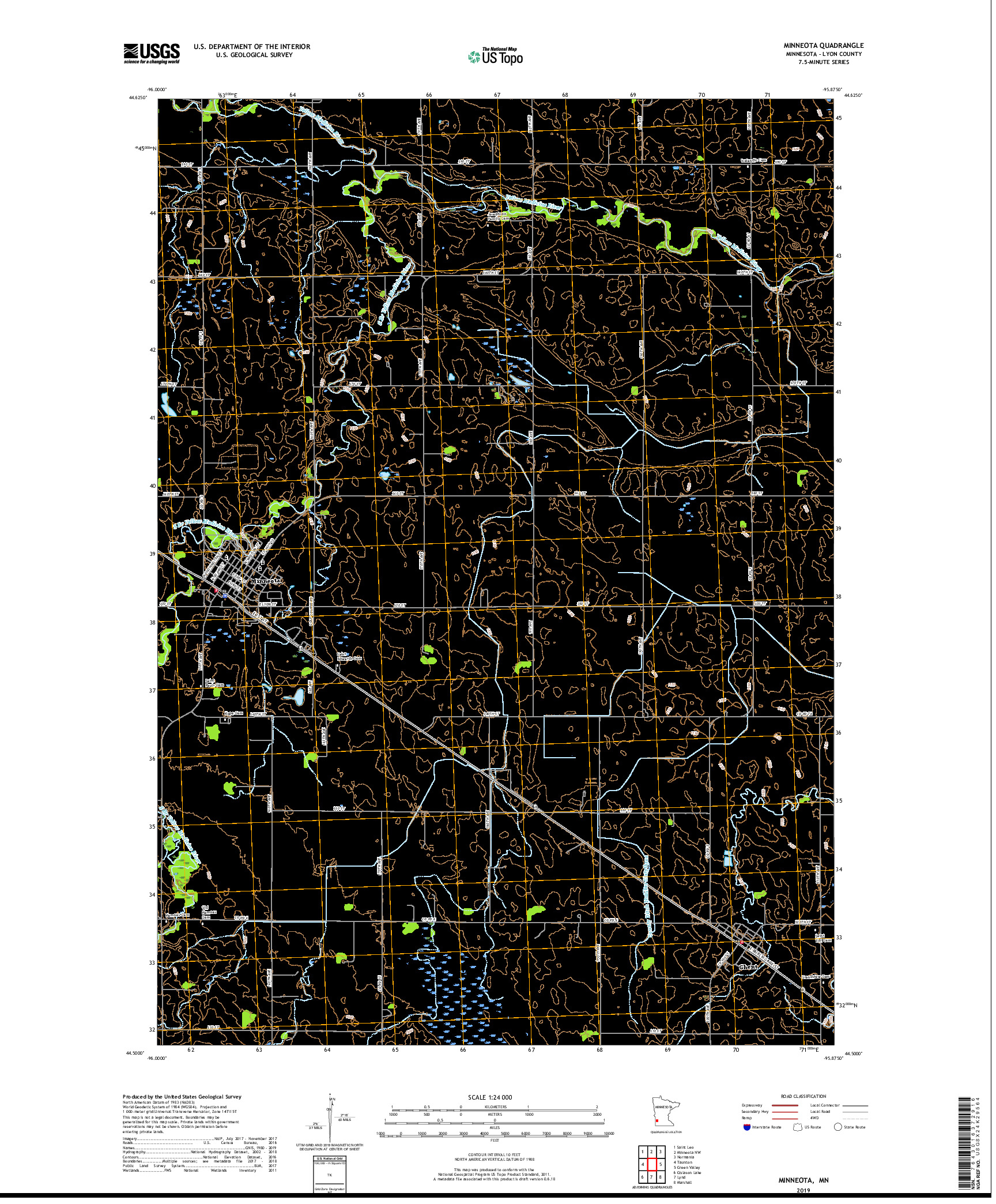 USGS US TOPO 7.5-MINUTE MAP FOR MINNEOTA, MN 2019