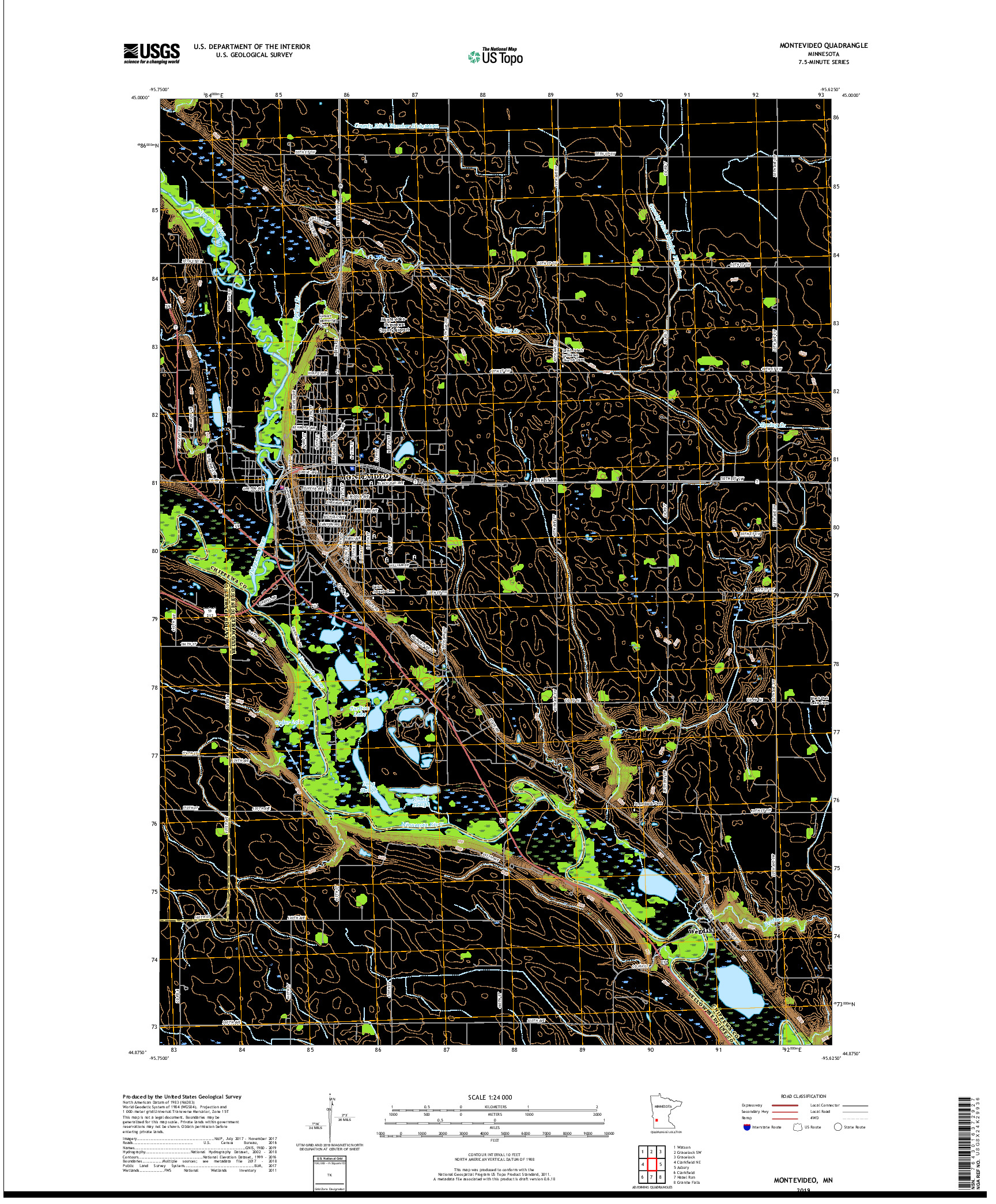 USGS US TOPO 7.5-MINUTE MAP FOR MONTEVIDEO, MN 2019