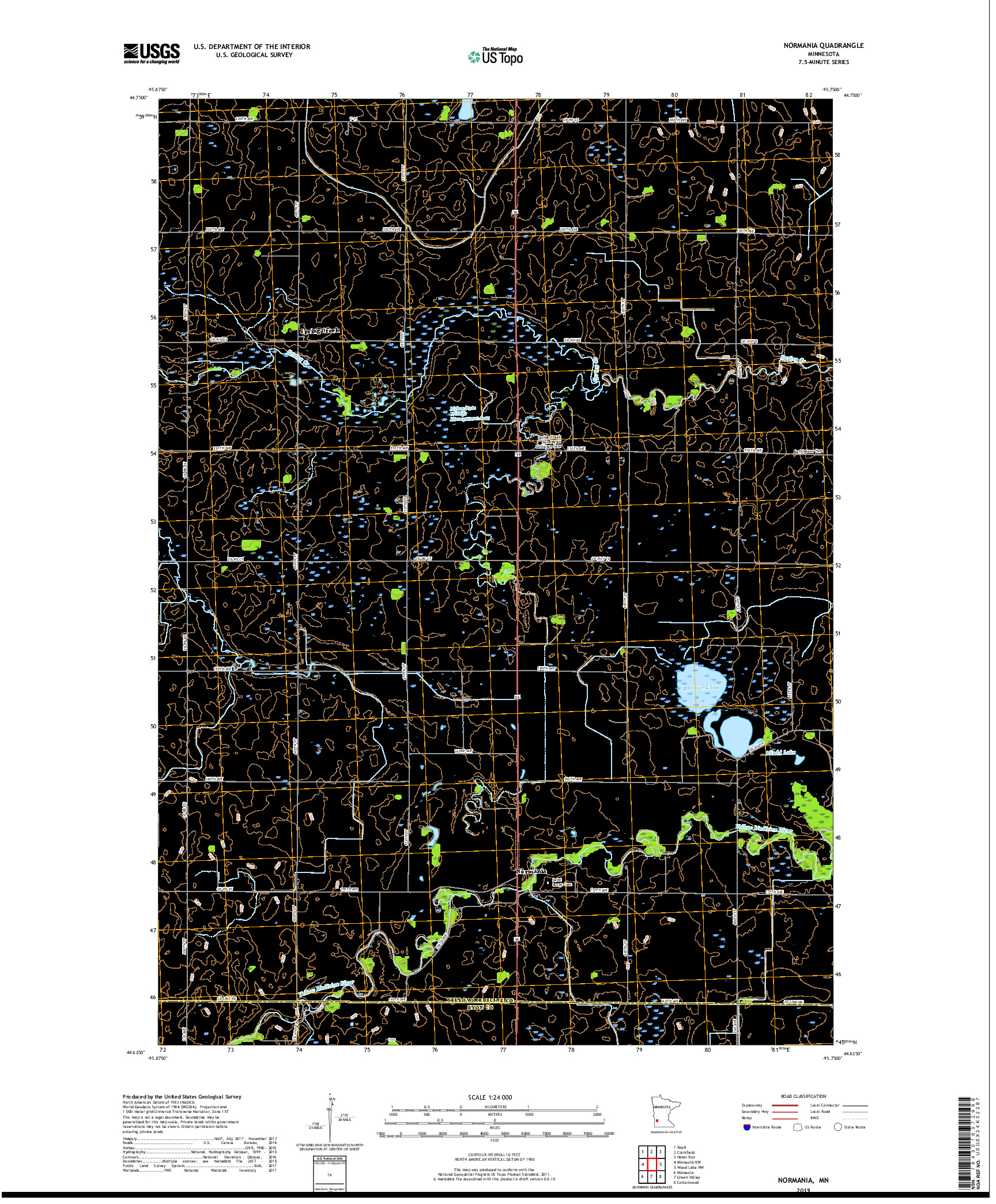 USGS US TOPO 7.5-MINUTE MAP FOR NORMANIA, MN 2019