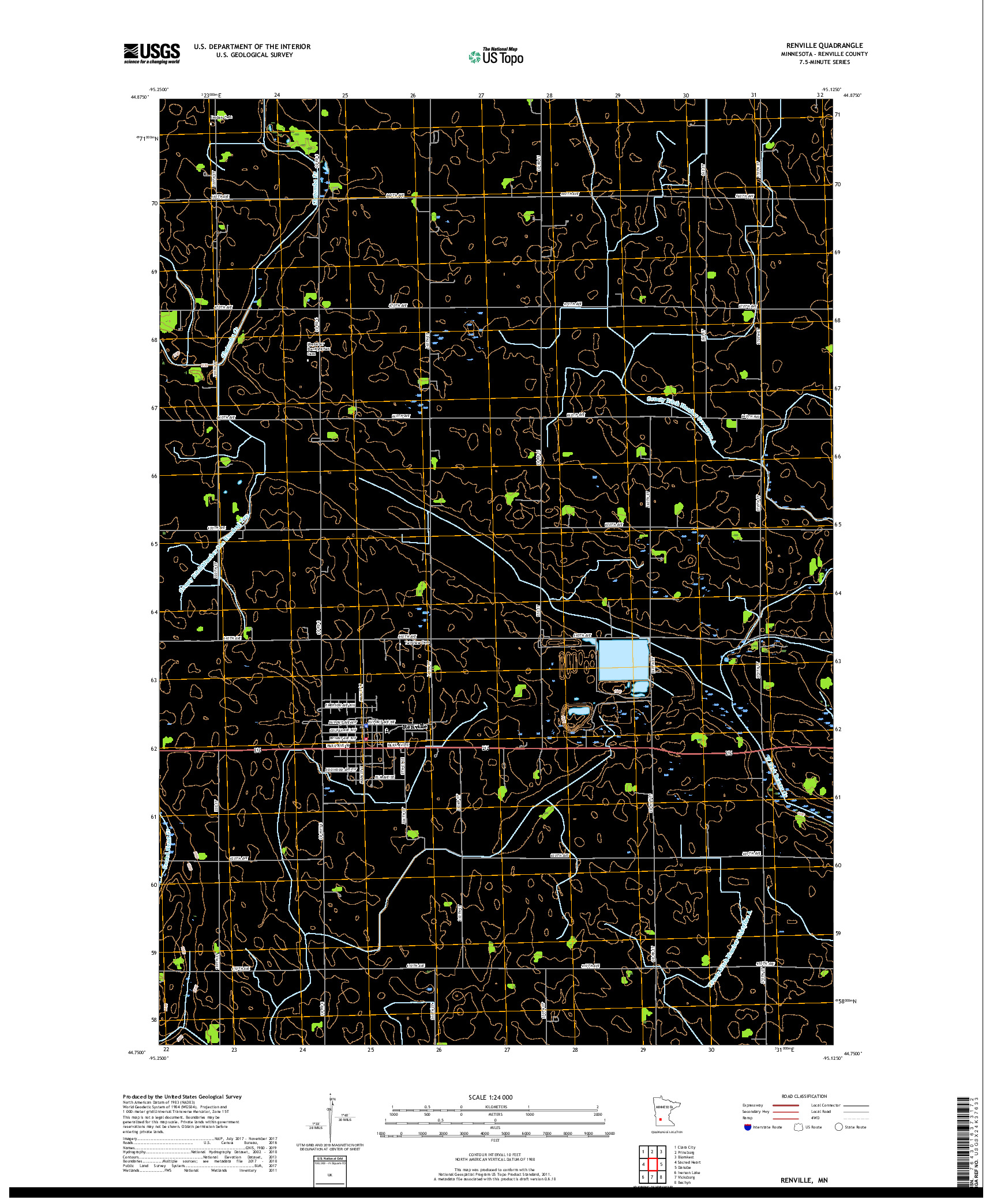 USGS US TOPO 7.5-MINUTE MAP FOR RENVILLE, MN 2019