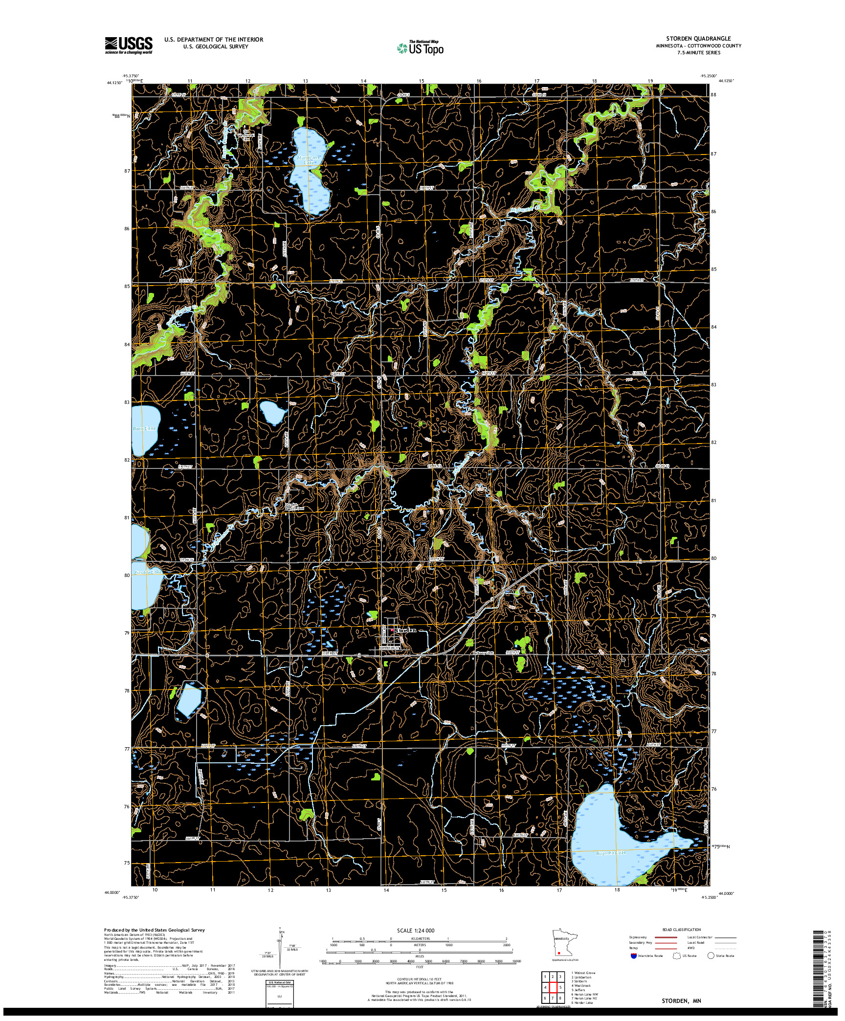 USGS US TOPO 7.5-MINUTE MAP FOR STORDEN, MN 2019