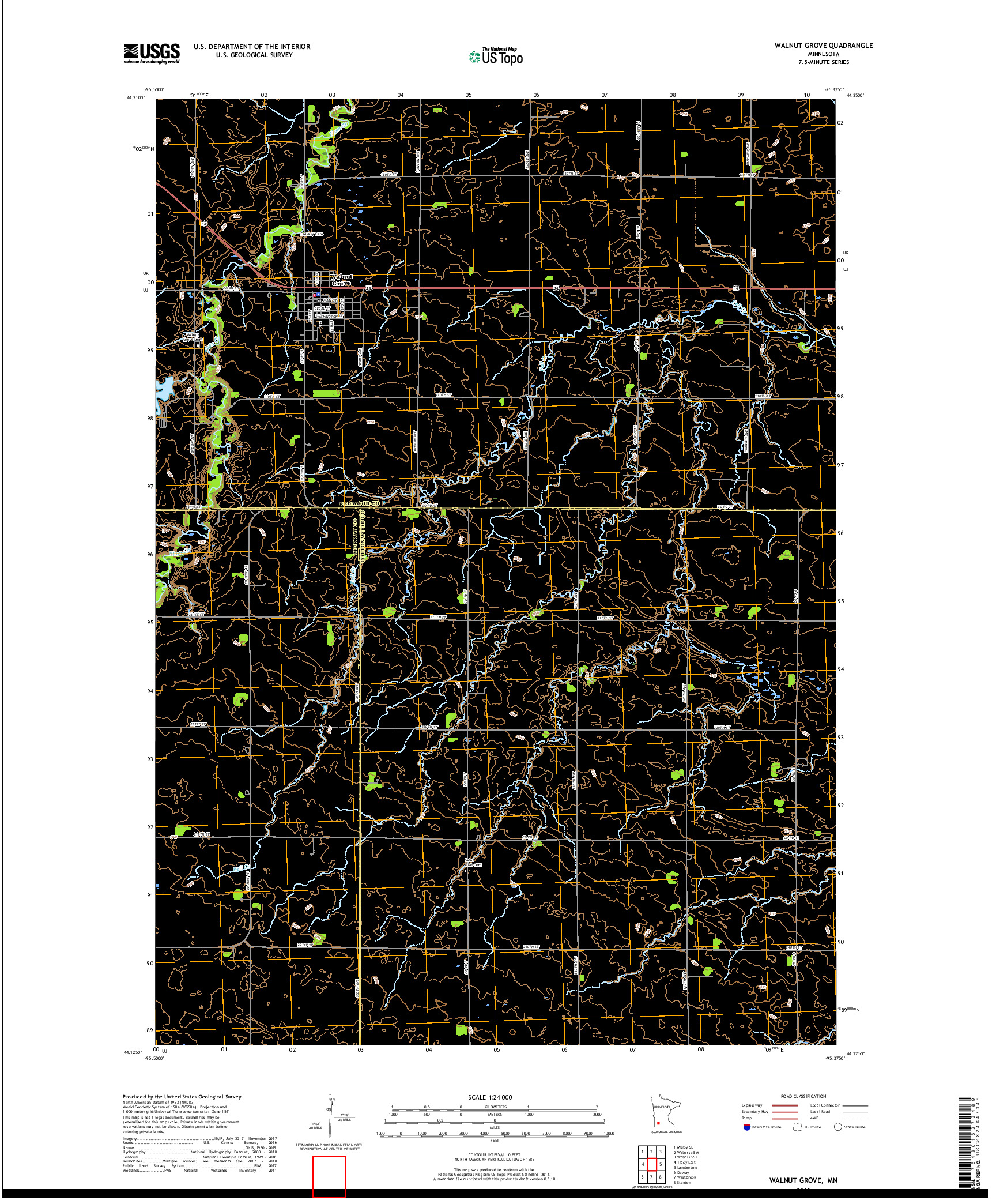 USGS US TOPO 7.5-MINUTE MAP FOR WALNUT GROVE, MN 2019