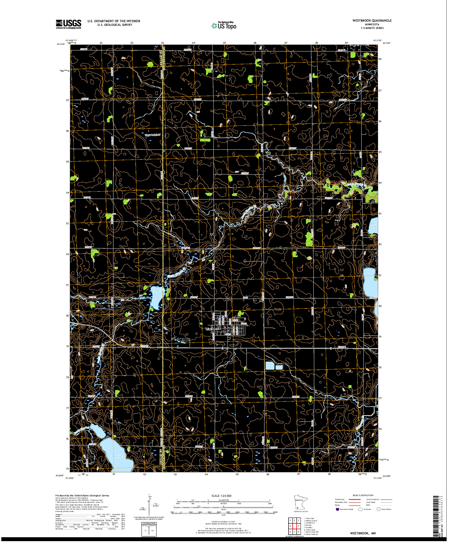 USGS US TOPO 7.5-MINUTE MAP FOR WESTBROOK, MN 2019