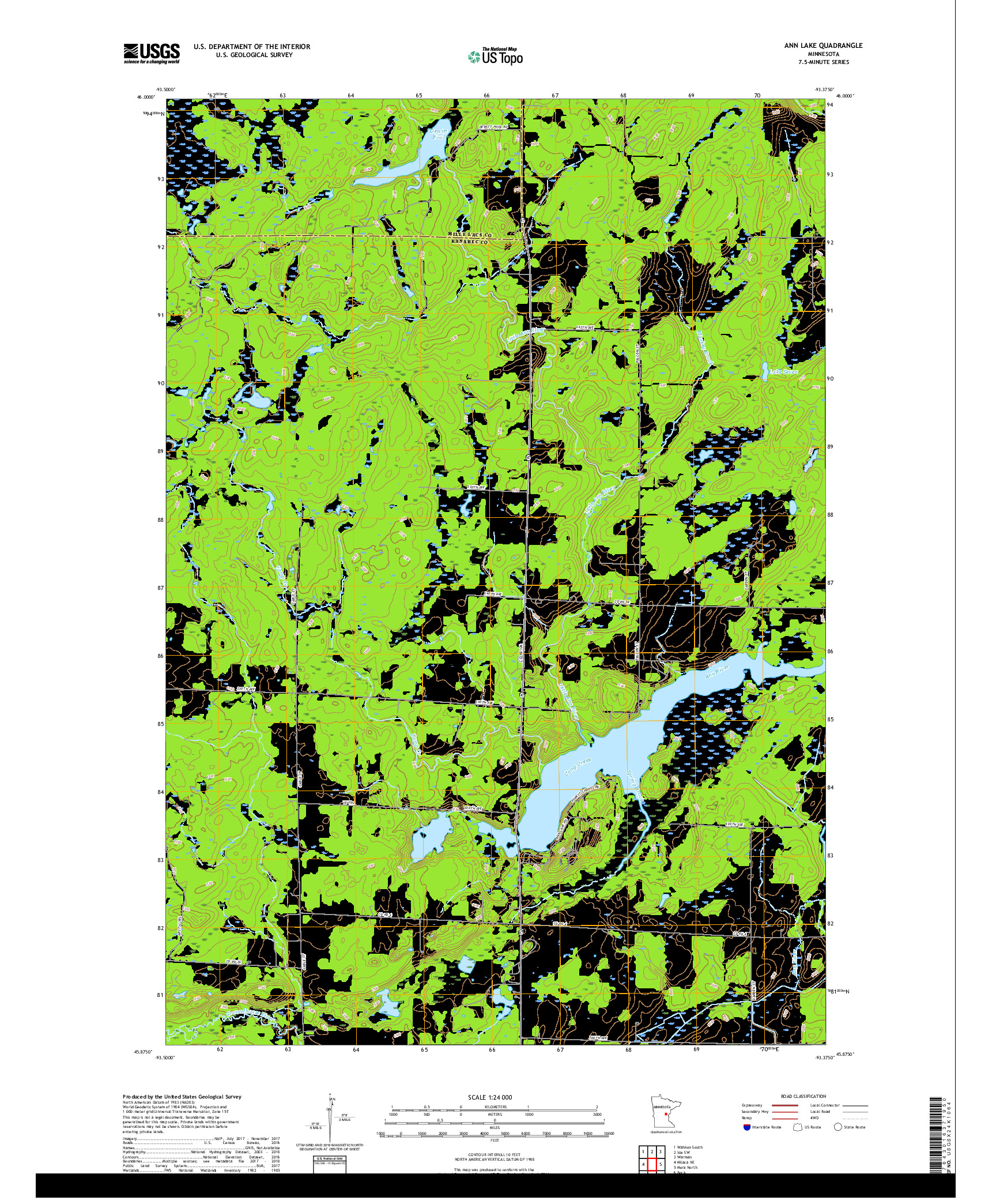 USGS US TOPO 7.5-MINUTE MAP FOR ANN LAKE, MN 2019