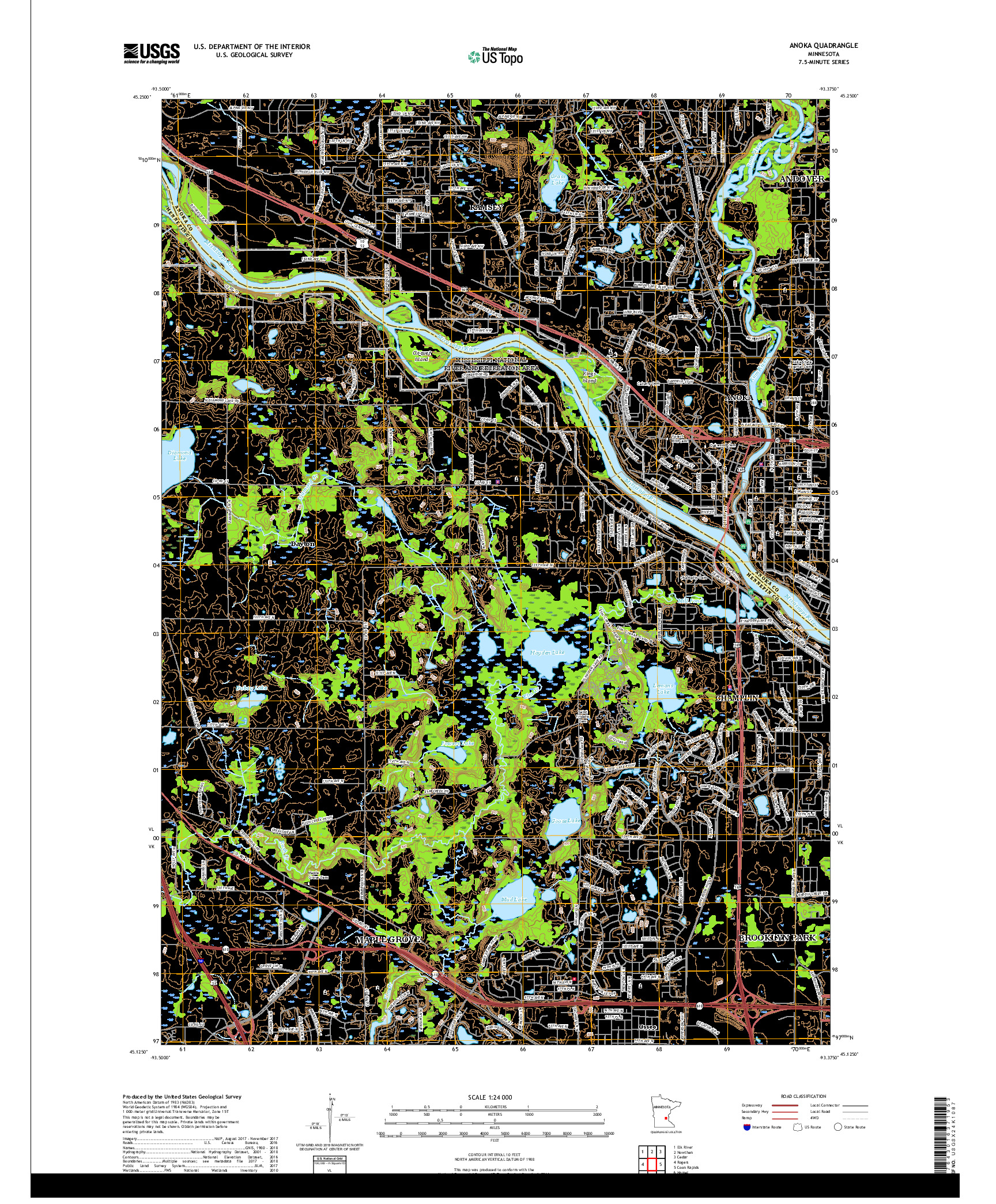 USGS US TOPO 7.5-MINUTE MAP FOR ANOKA, MN 2019