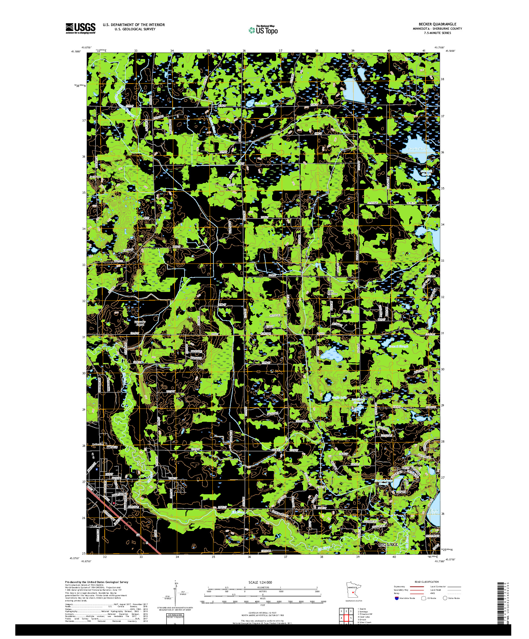 USGS US TOPO 7.5-MINUTE MAP FOR BECKER, MN 2019