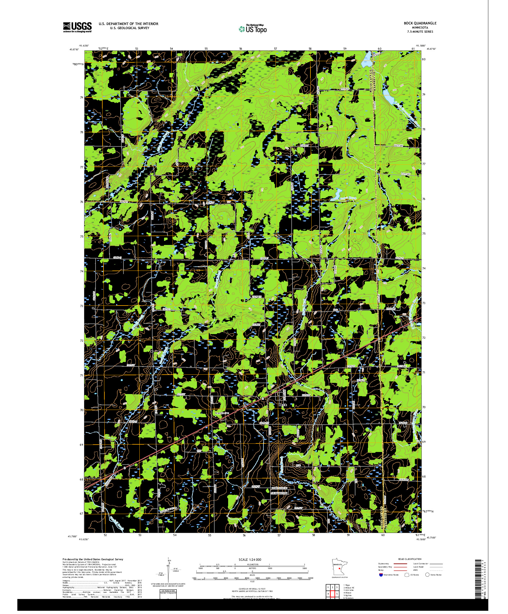 USGS US TOPO 7.5-MINUTE MAP FOR BOCK, MN 2019