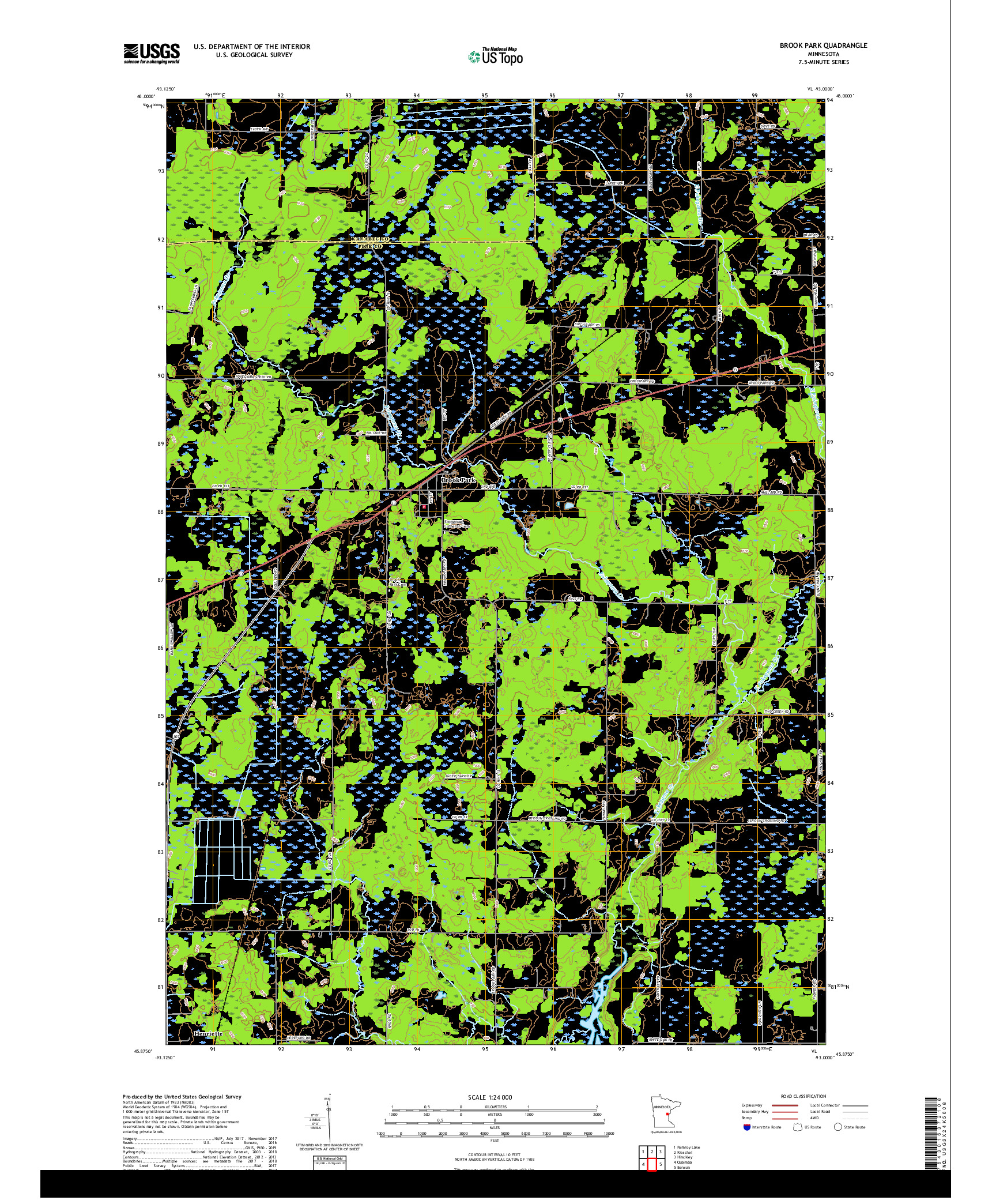 USGS US TOPO 7.5-MINUTE MAP FOR BROOK PARK, MN 2019