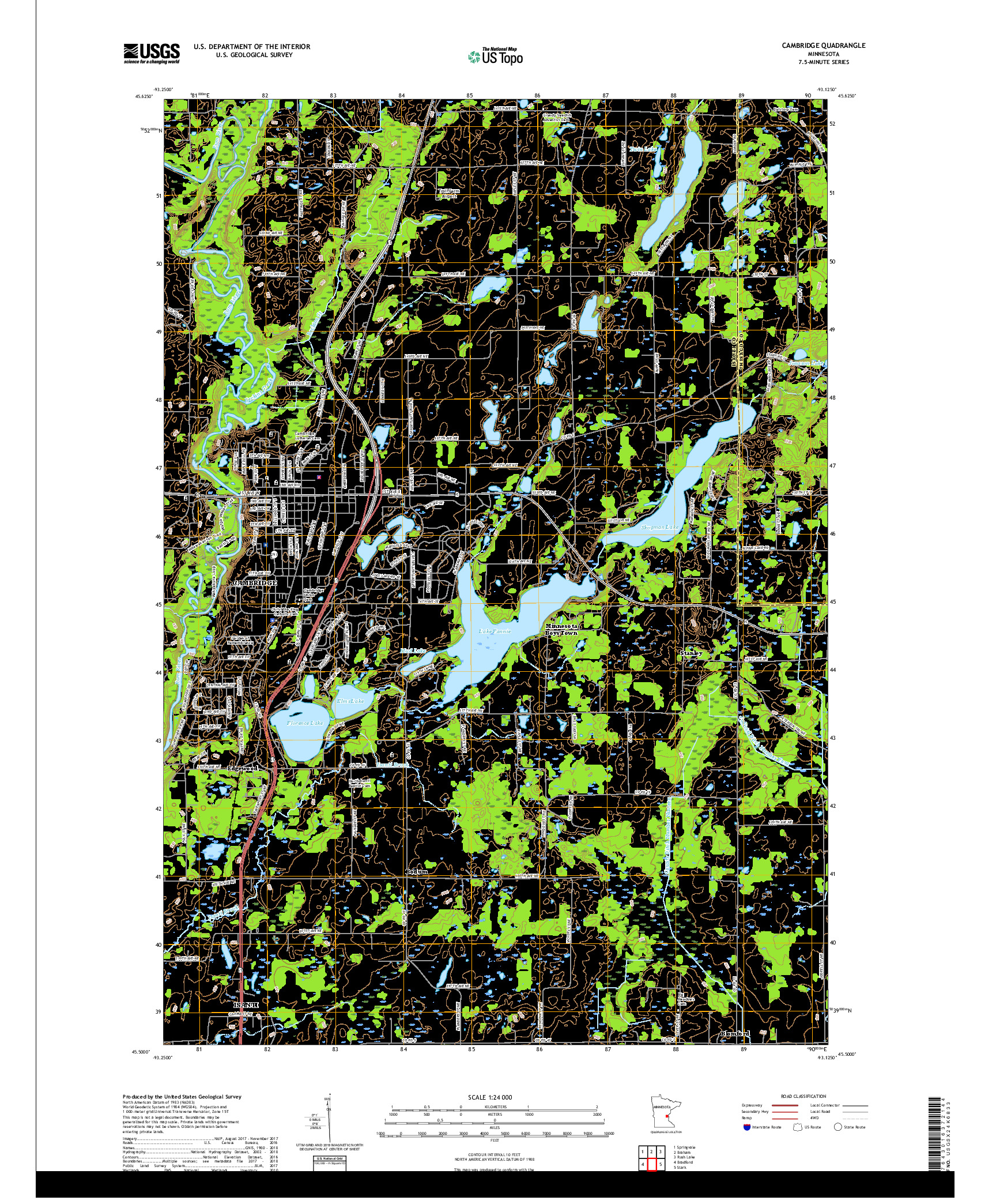 USGS US TOPO 7.5-MINUTE MAP FOR CAMBRIDGE, MN 2019