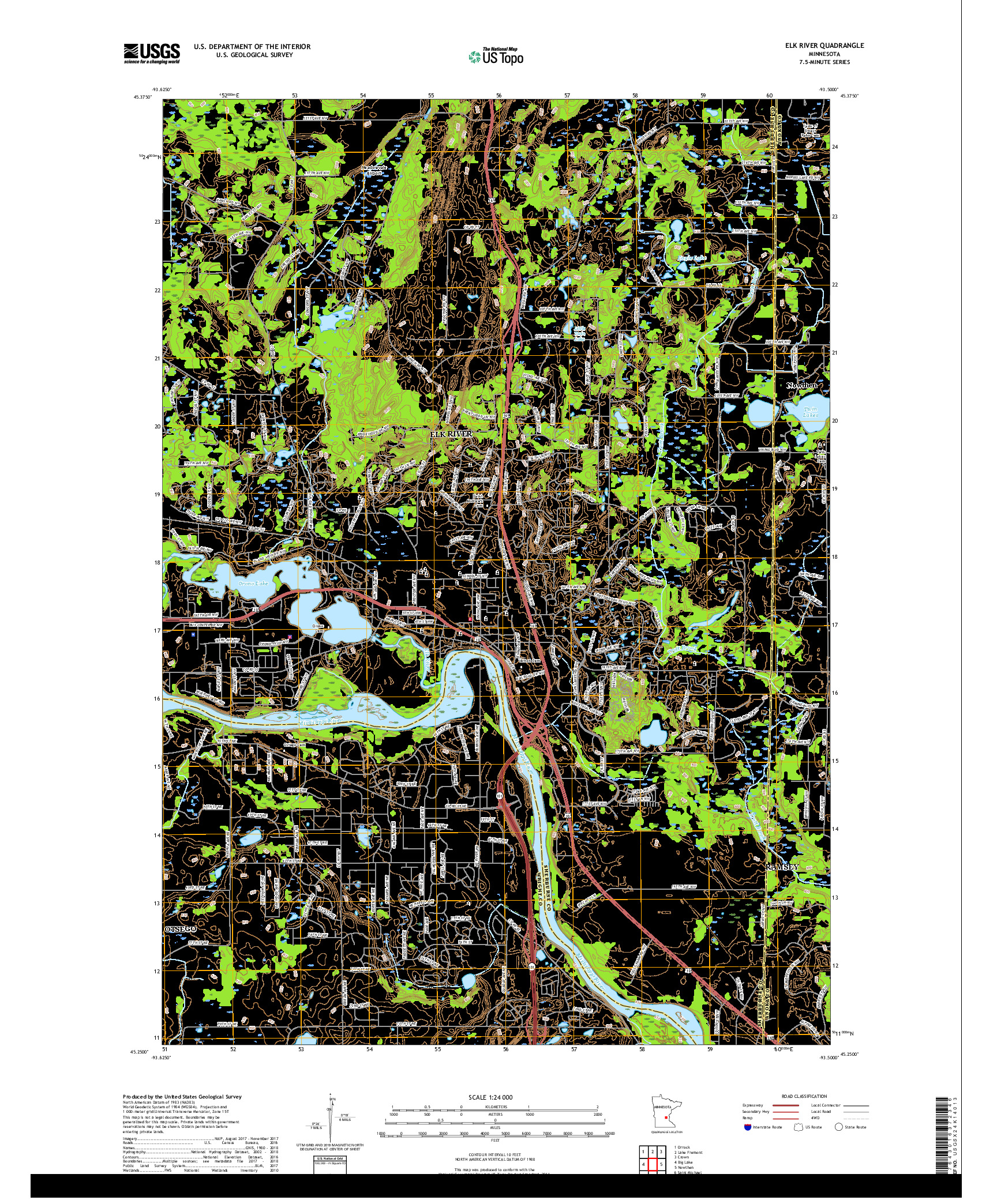 USGS US TOPO 7.5-MINUTE MAP FOR ELK RIVER, MN 2019