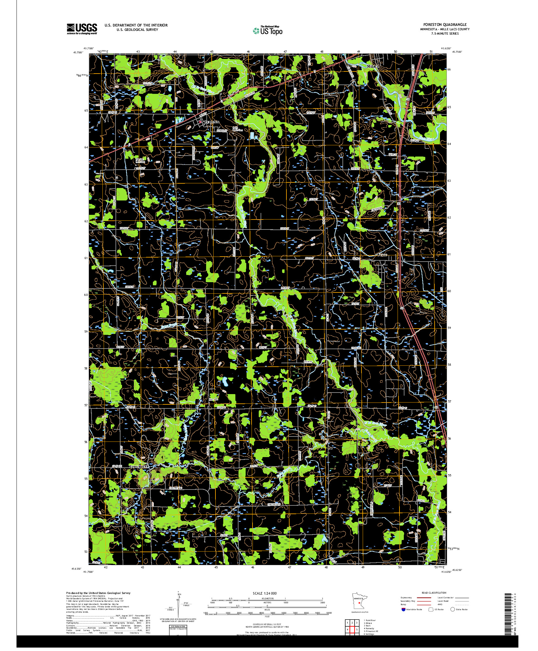 USGS US TOPO 7.5-MINUTE MAP FOR FORESTON, MN 2019