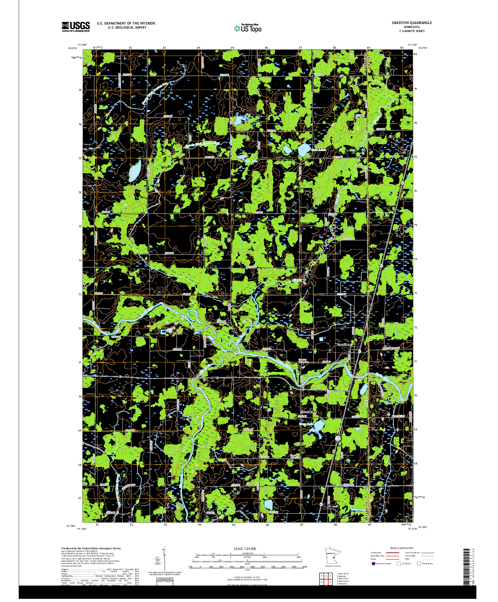 USGS US TOPO 7.5-MINUTE MAP FOR GRASSTON, MN 2019