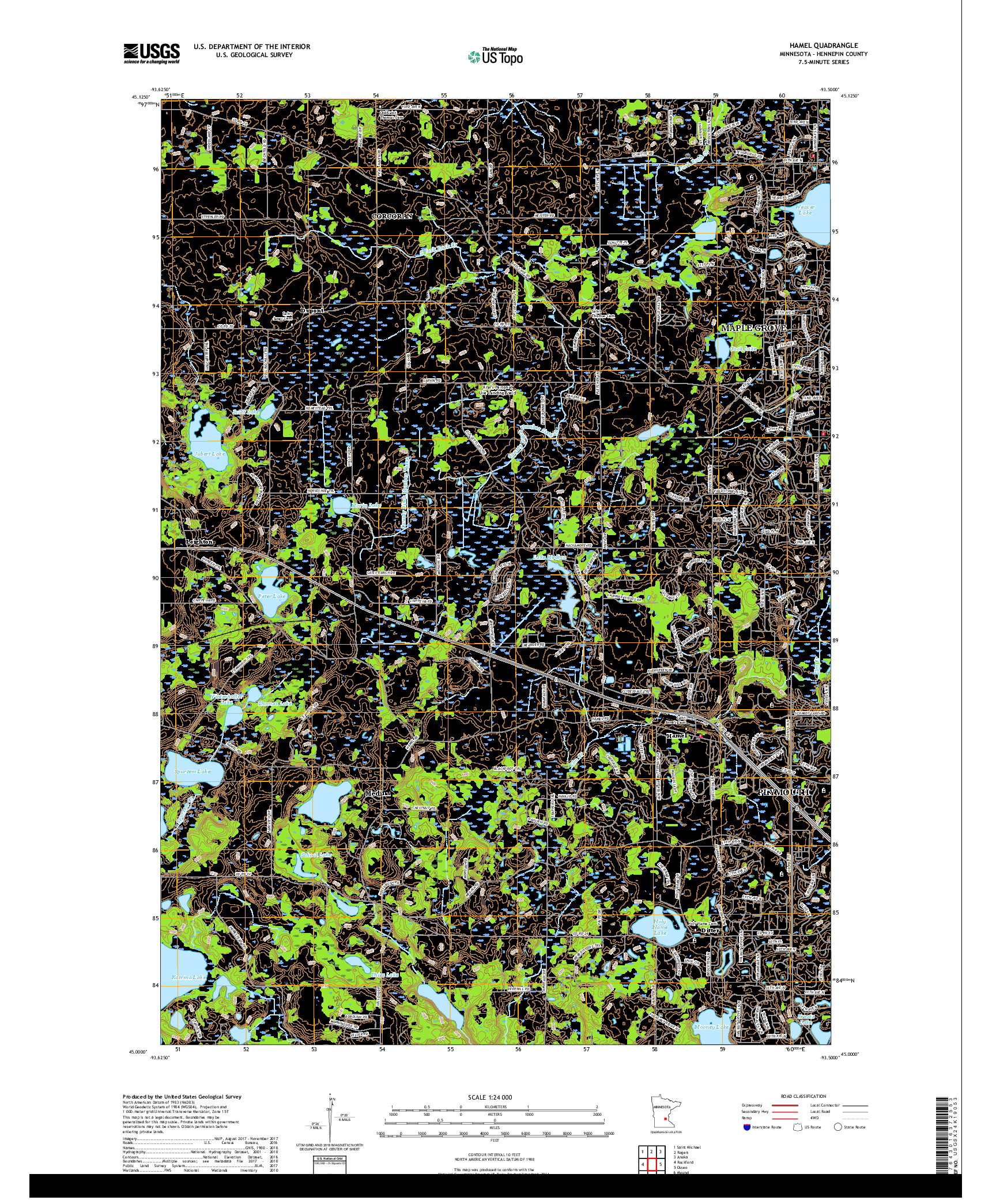 USGS US TOPO 7.5-MINUTE MAP FOR HAMEL, MN 2019