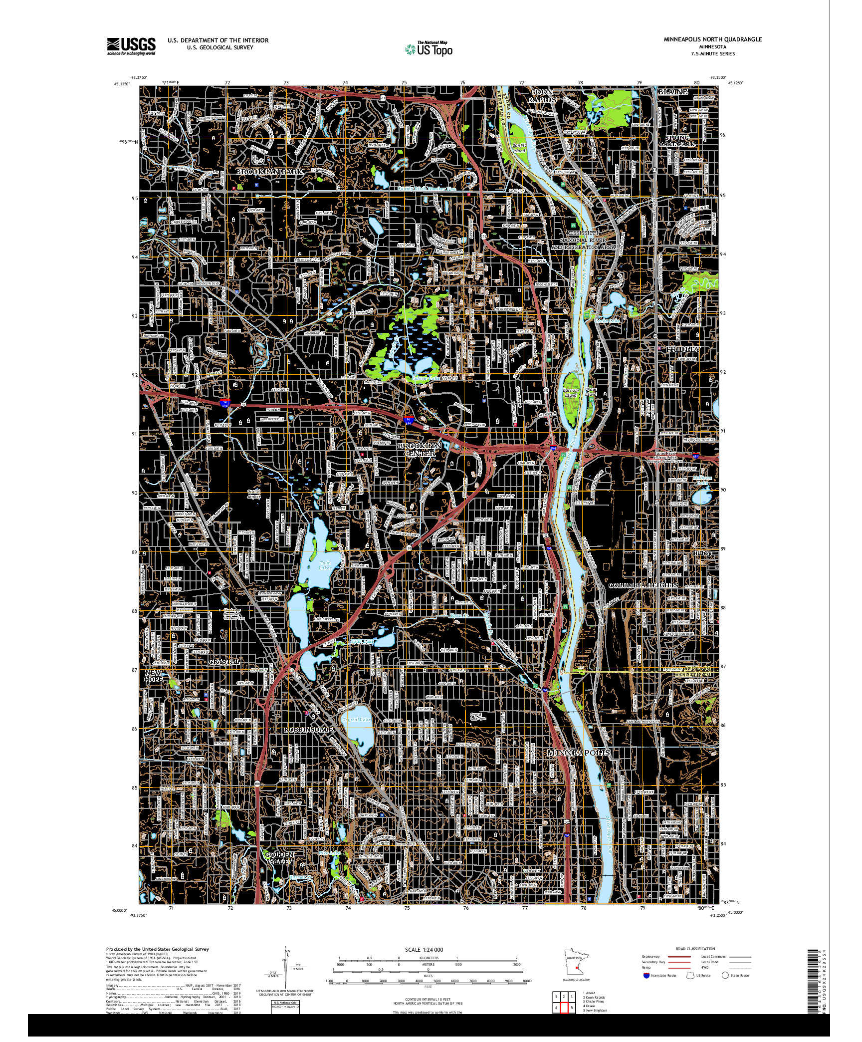 USGS US TOPO 7.5-MINUTE MAP FOR MINNEAPOLIS NORTH, MN 2019