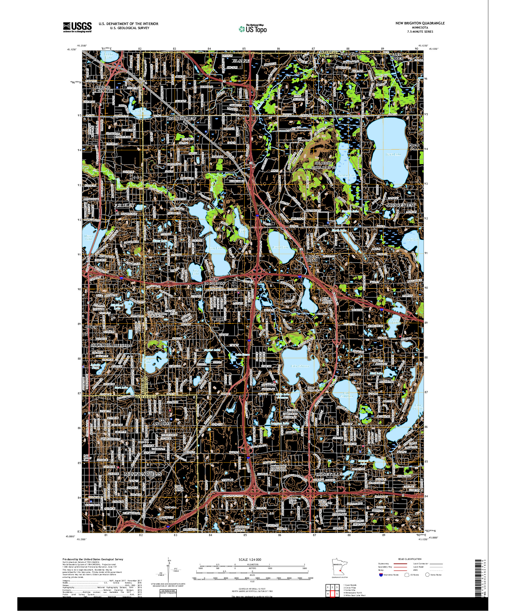 USGS US TOPO 7.5-MINUTE MAP FOR NEW BRIGHTON, MN 2019