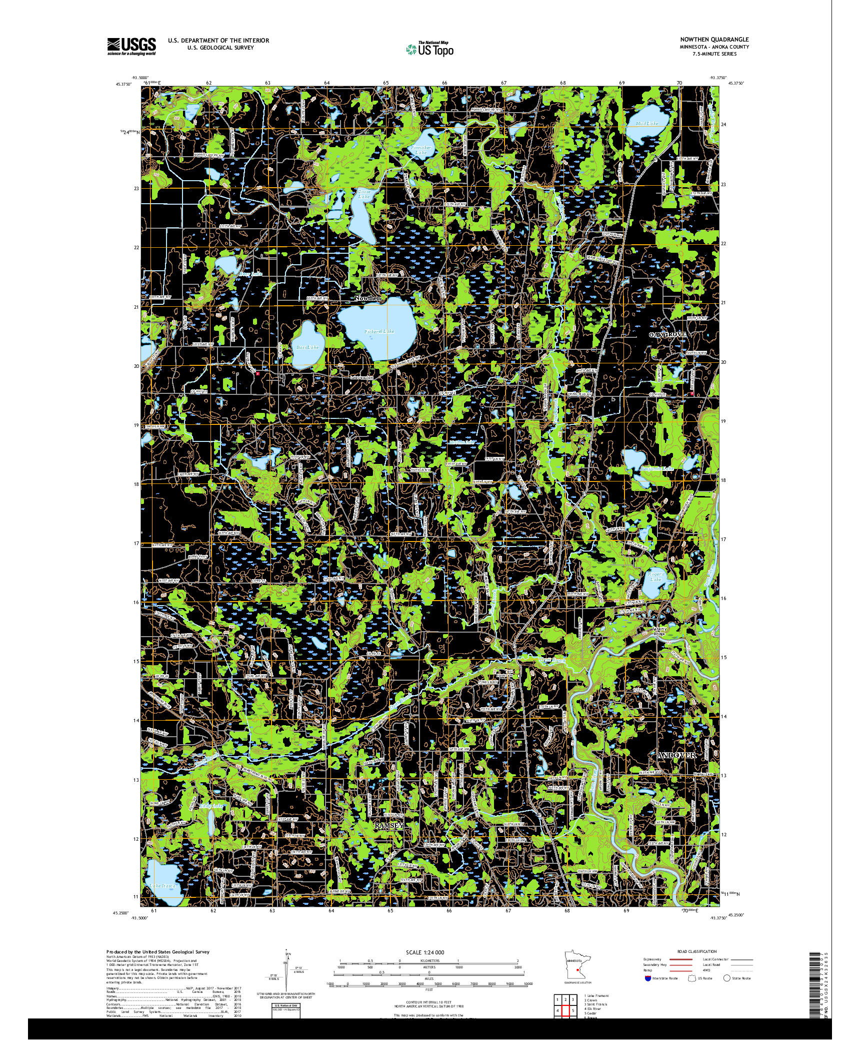 USGS US TOPO 7.5-MINUTE MAP FOR NOWTHEN, MN 2019