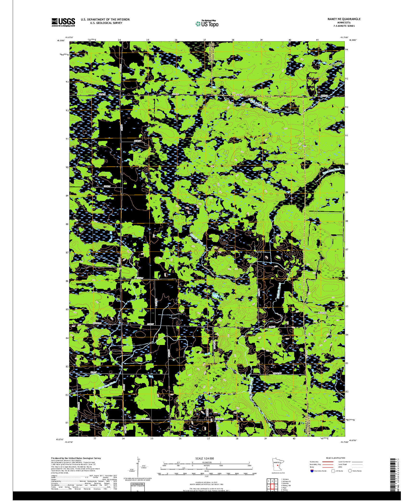 USGS US TOPO 7.5-MINUTE MAP FOR RAMEY NE, MN 2019