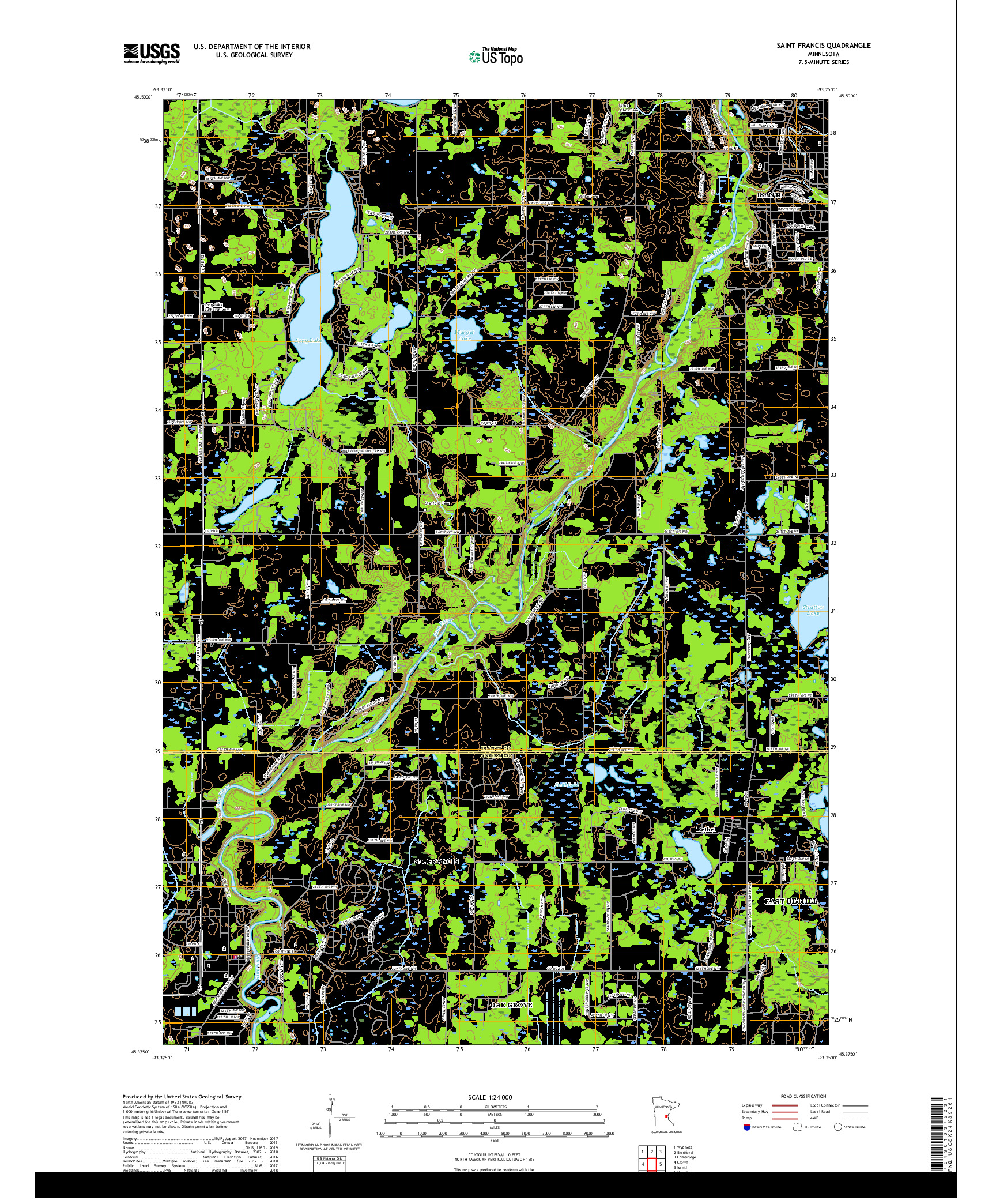 USGS US TOPO 7.5-MINUTE MAP FOR SAINT FRANCIS, MN 2019