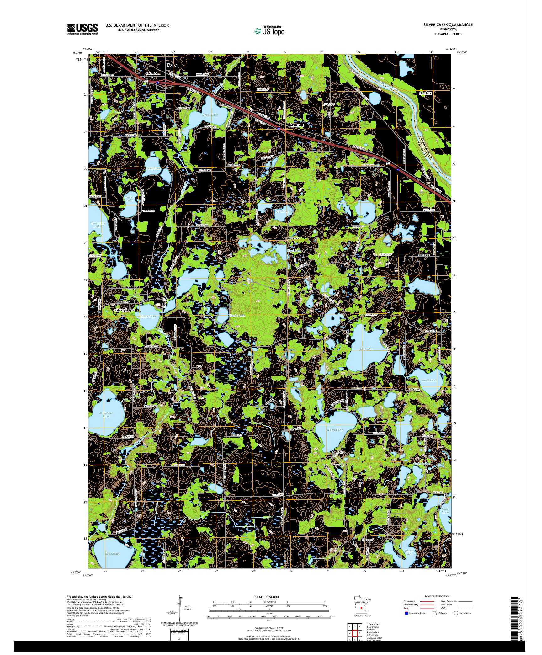 USGS US TOPO 7.5-MINUTE MAP FOR SILVER CREEK, MN 2019