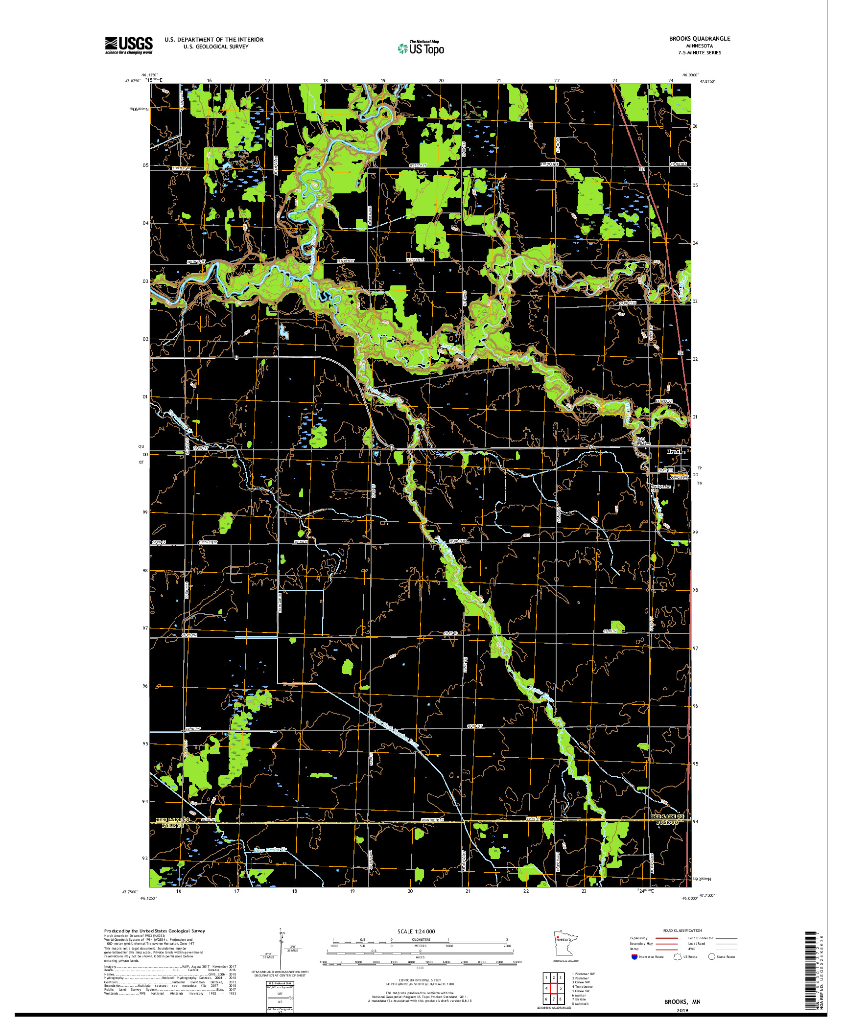 USGS US TOPO 7.5-MINUTE MAP FOR BROOKS, MN 2019