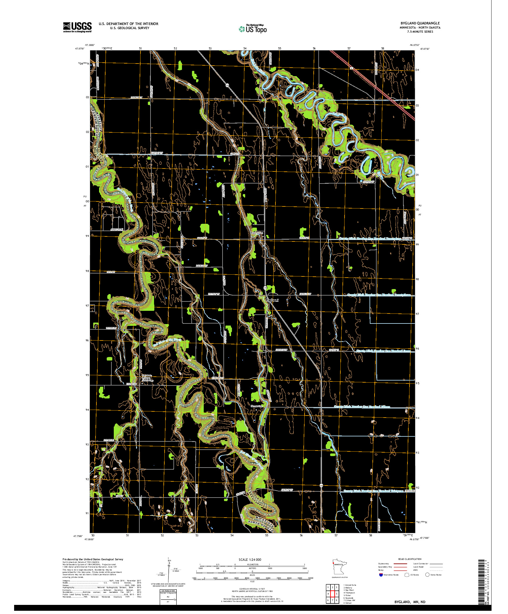 USGS US TOPO 7.5-MINUTE MAP FOR BYGLAND, MN,ND 2019