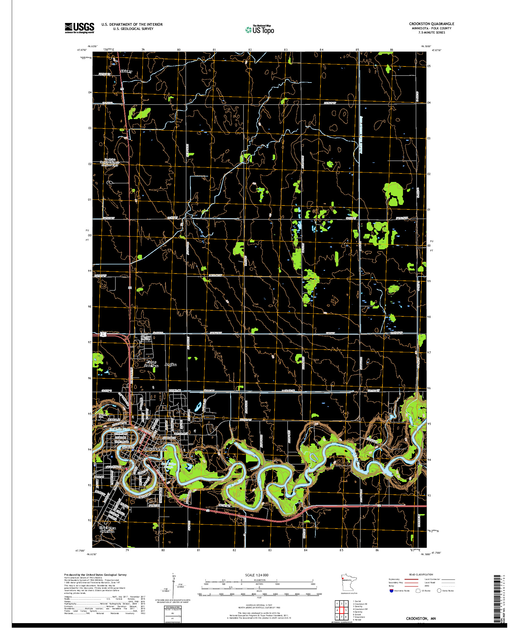 USGS US TOPO 7.5-MINUTE MAP FOR CROOKSTON, MN 2019