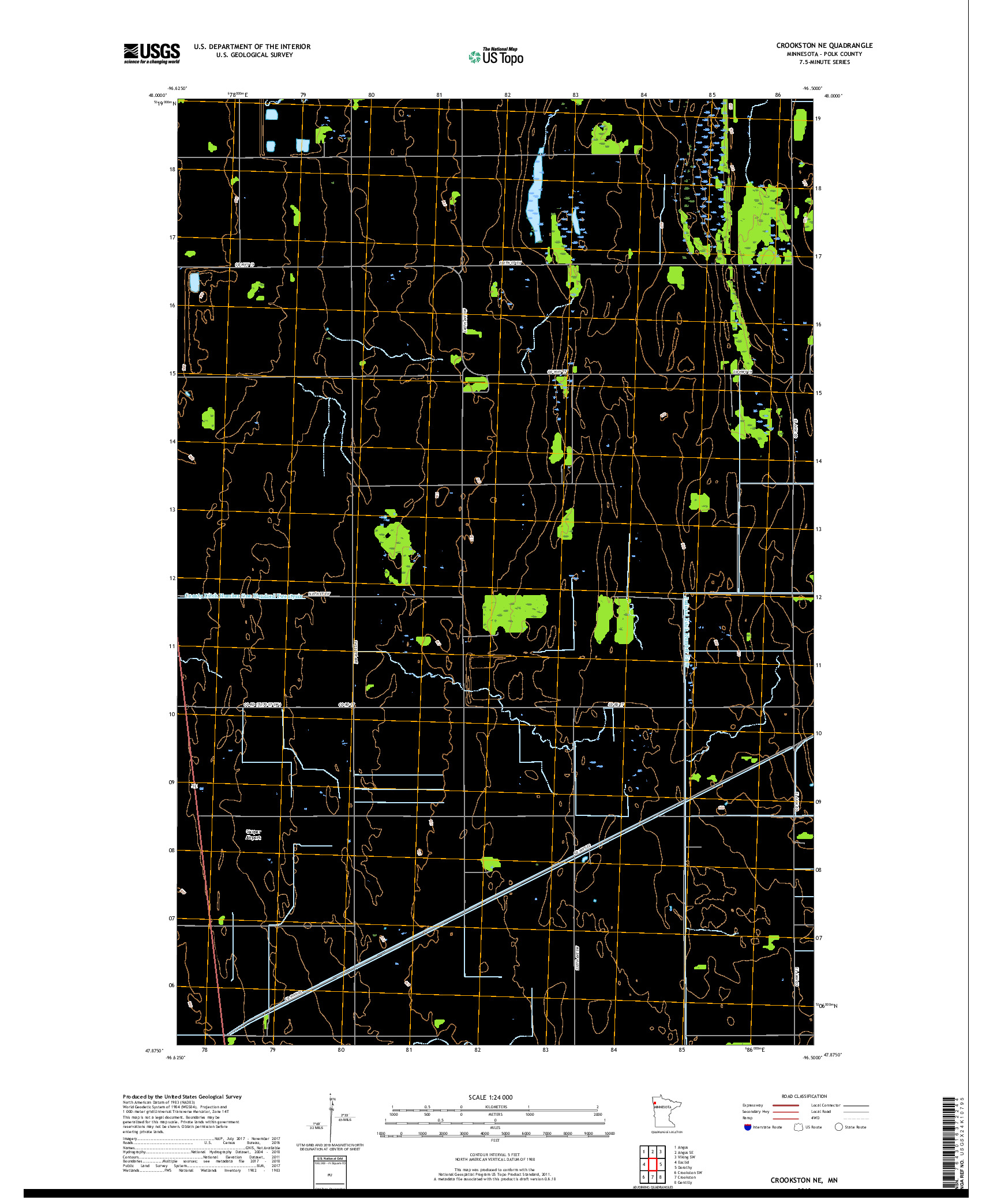 USGS US TOPO 7.5-MINUTE MAP FOR CROOKSTON NE, MN 2019