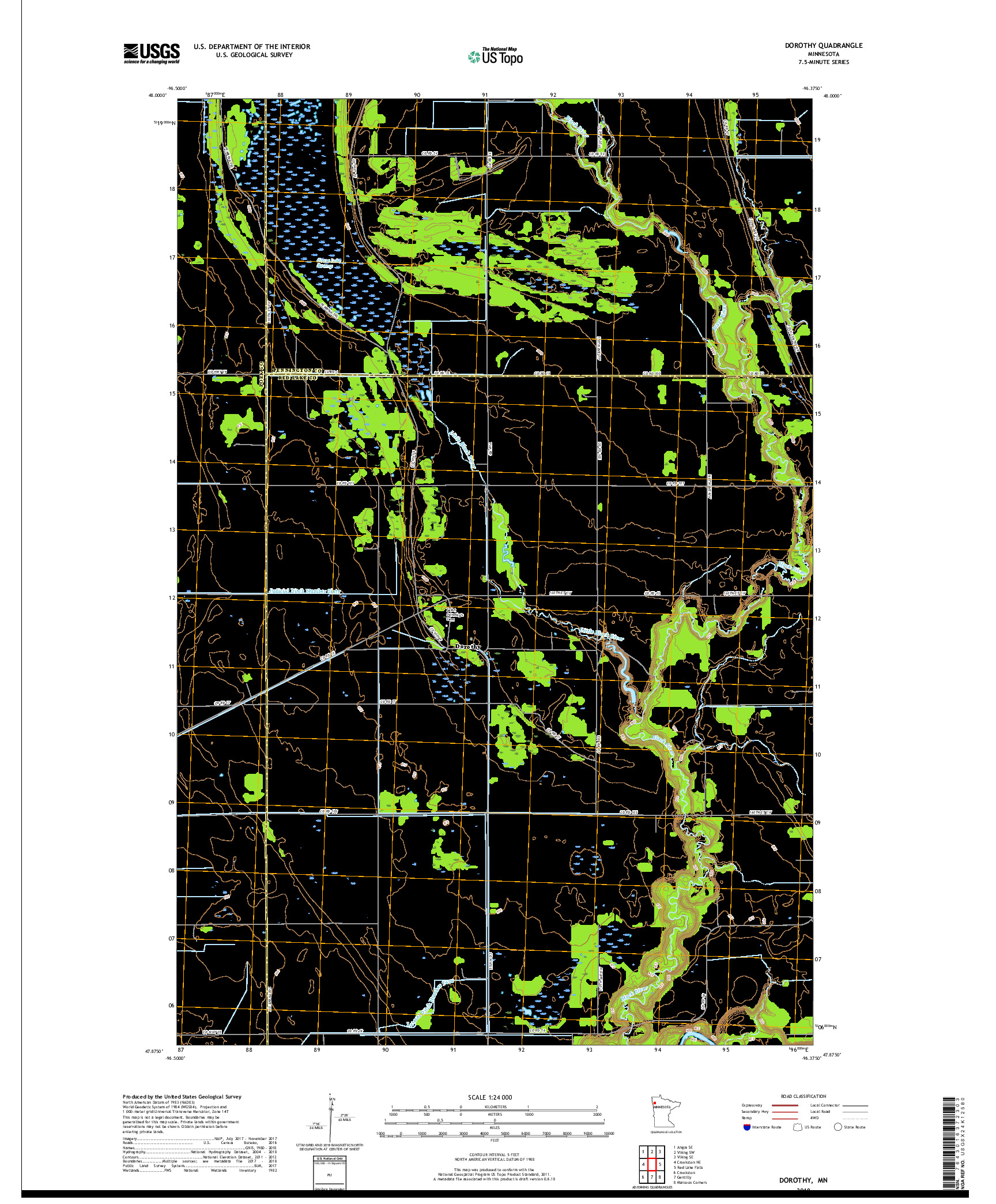 USGS US TOPO 7.5-MINUTE MAP FOR DOROTHY, MN 2019