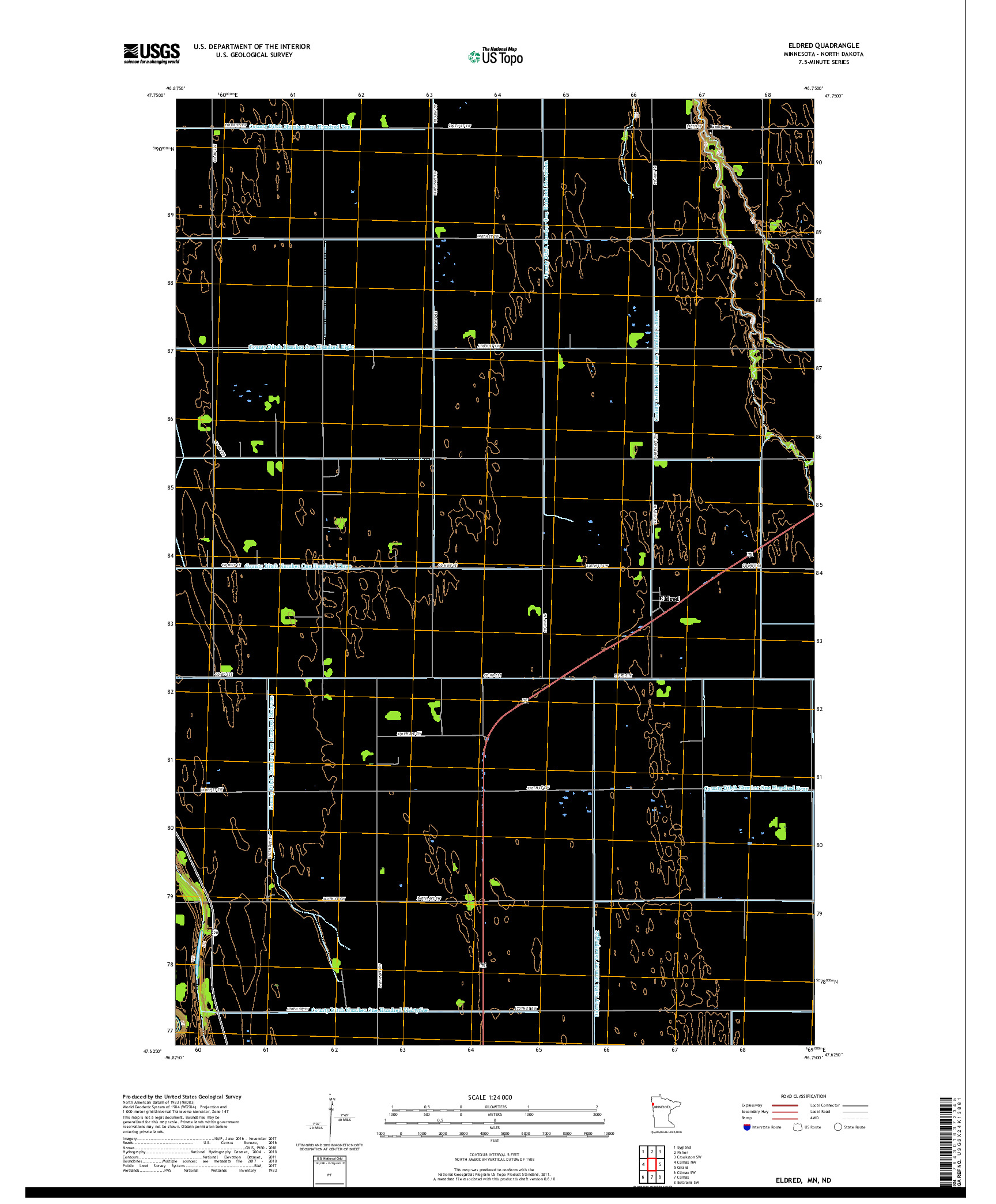 USGS US TOPO 7.5-MINUTE MAP FOR ELDRED, MN,ND 2019