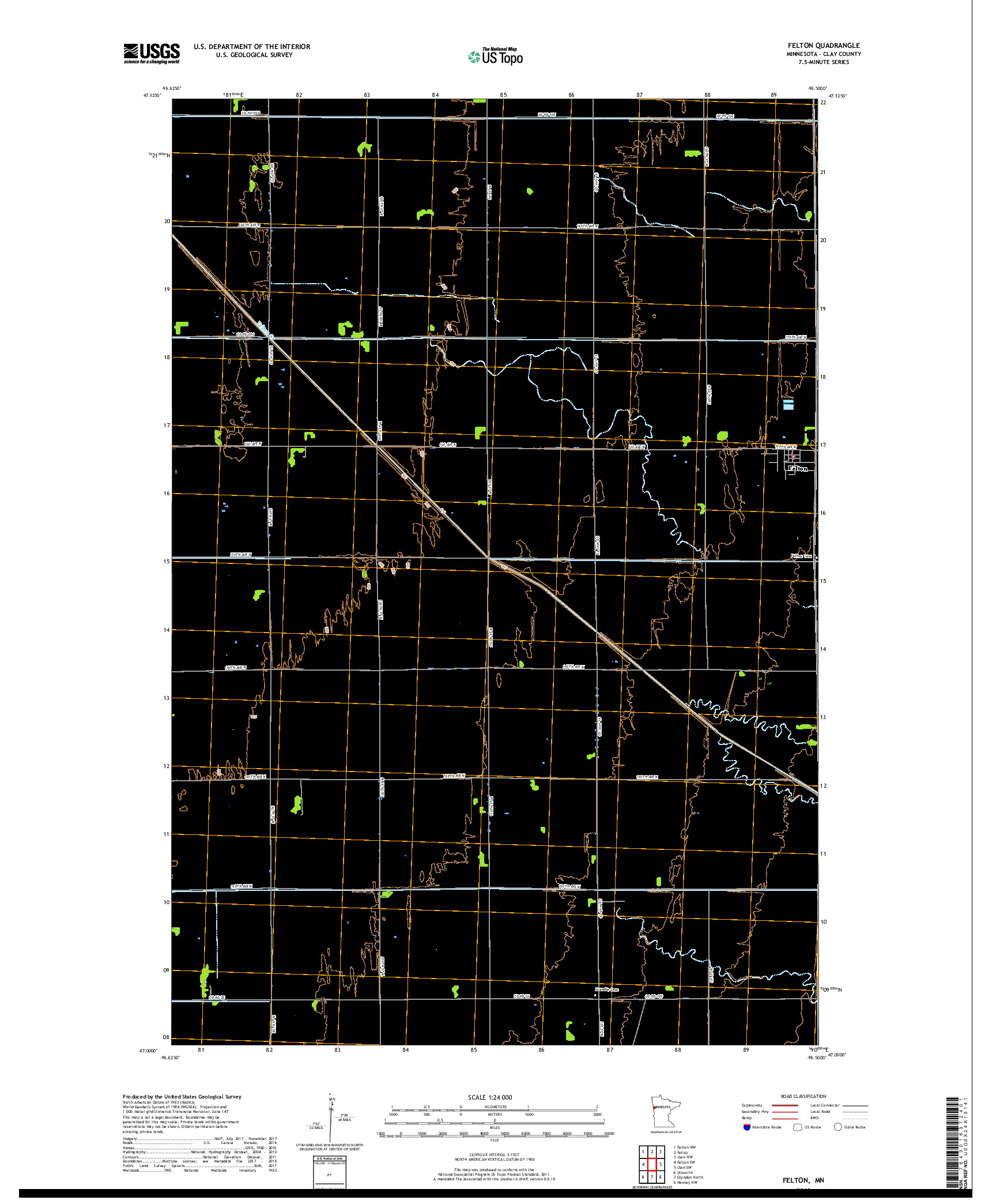 USGS US TOPO 7.5-MINUTE MAP FOR FELTON, MN 2019