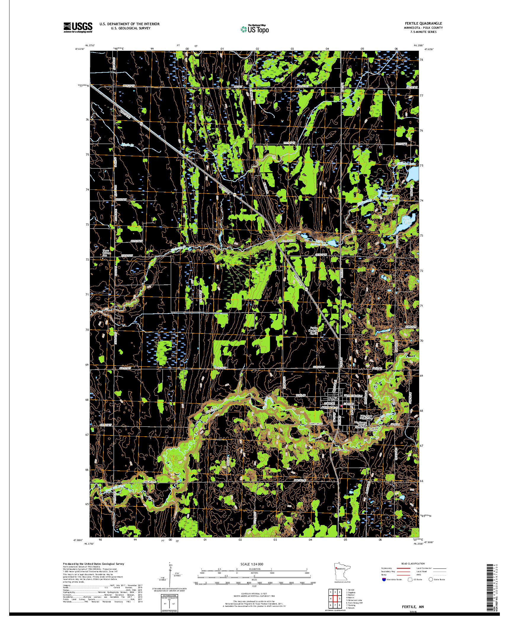 USGS US TOPO 7.5-MINUTE MAP FOR FERTILE, MN 2019