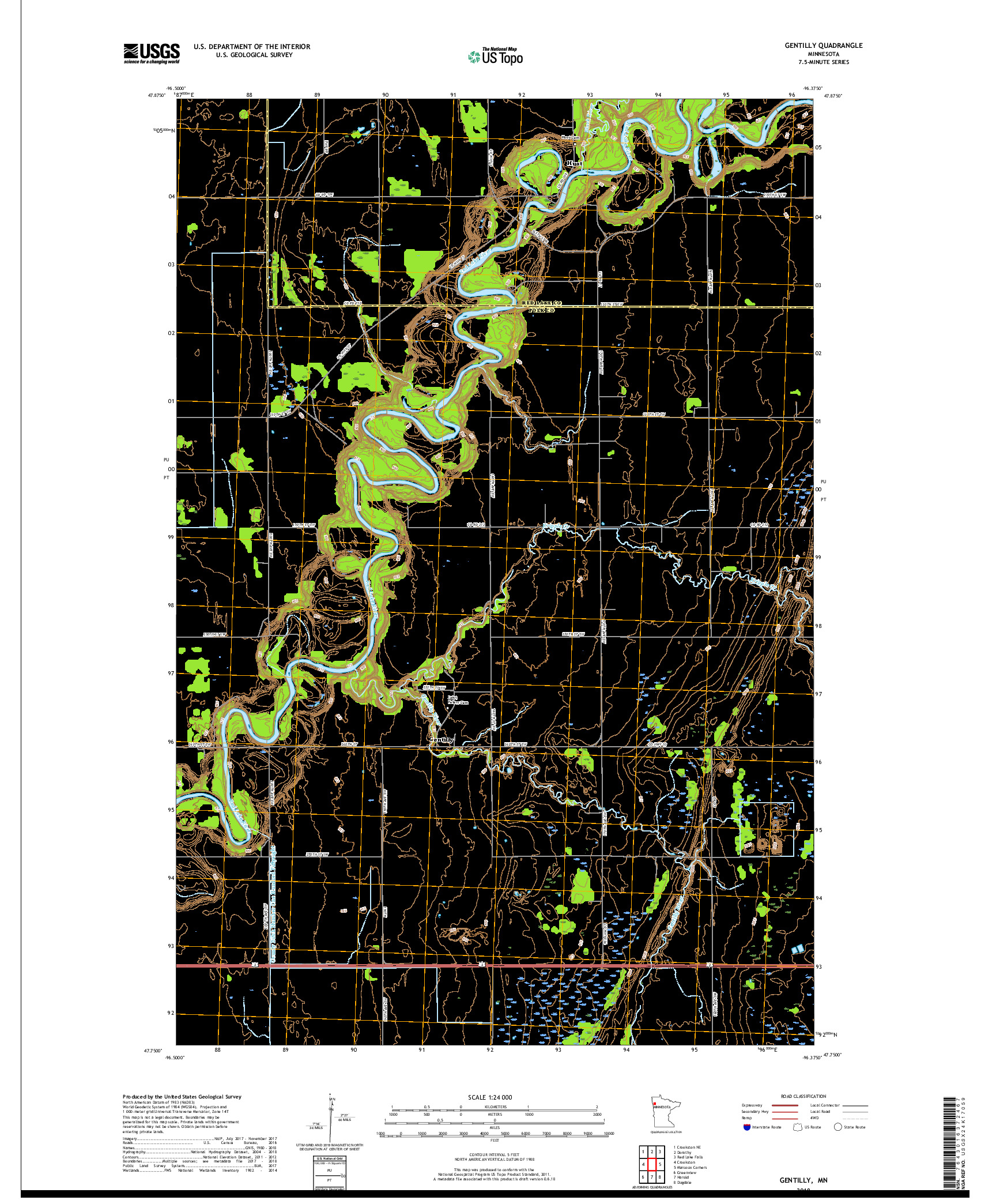 USGS US TOPO 7.5-MINUTE MAP FOR GENTILLY, MN 2019