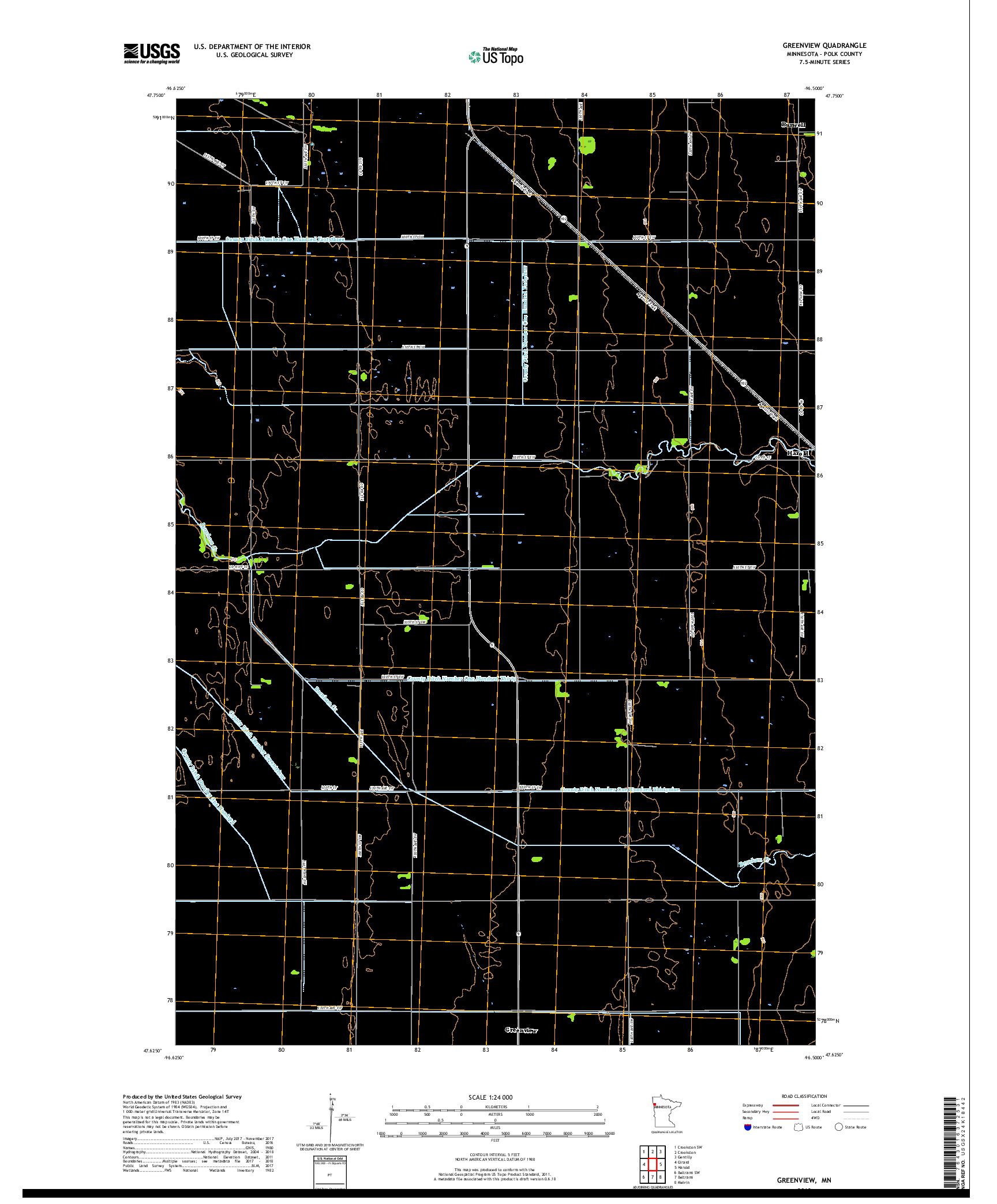 USGS US TOPO 7.5-MINUTE MAP FOR GREENVIEW, MN 2019