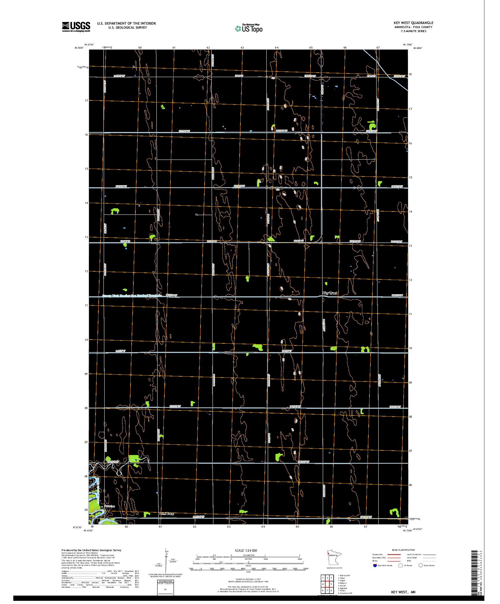 USGS US TOPO 7.5-MINUTE MAP FOR KEY WEST, MN 2019