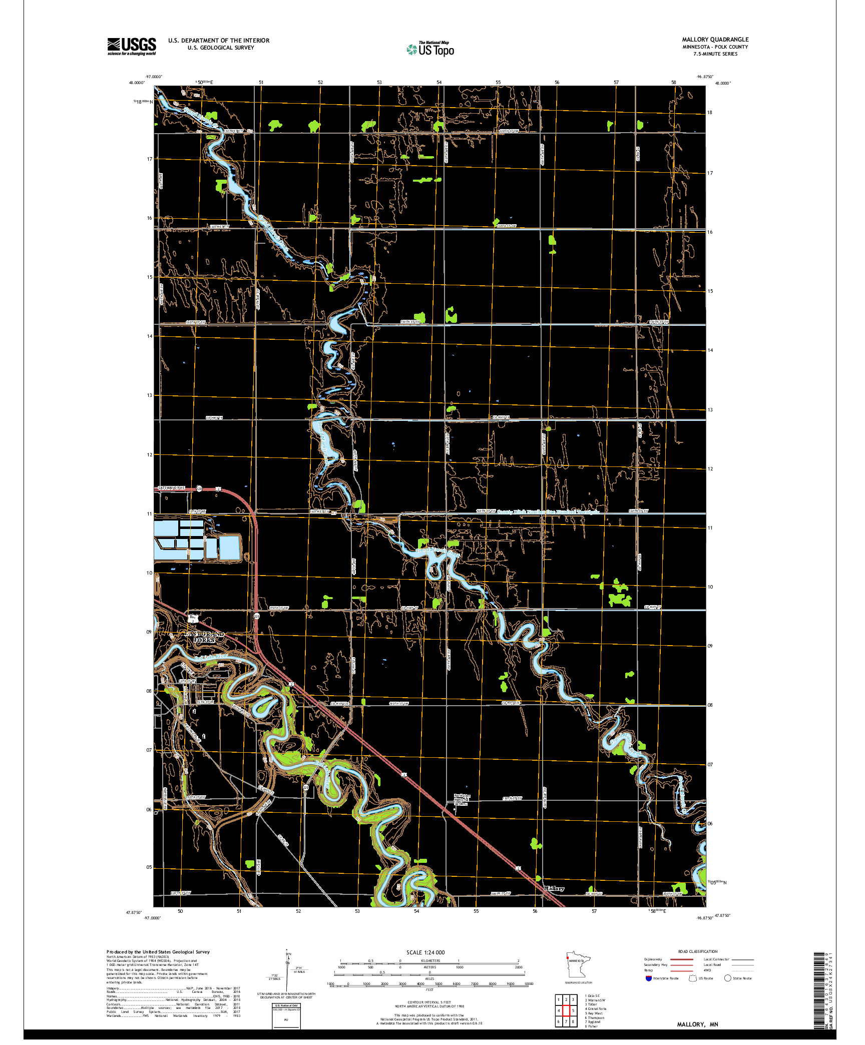 USGS US TOPO 7.5-MINUTE MAP FOR MALLORY, MN 2019