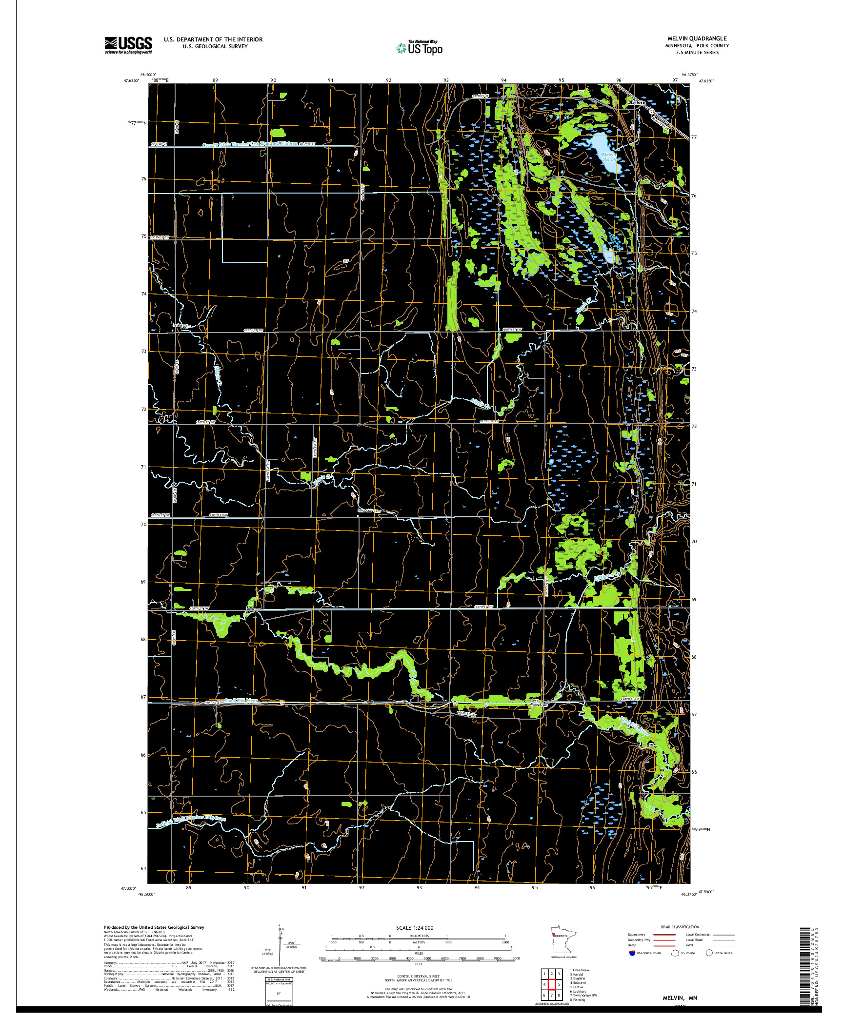 USGS US TOPO 7.5-MINUTE MAP FOR MELVIN, MN 2019