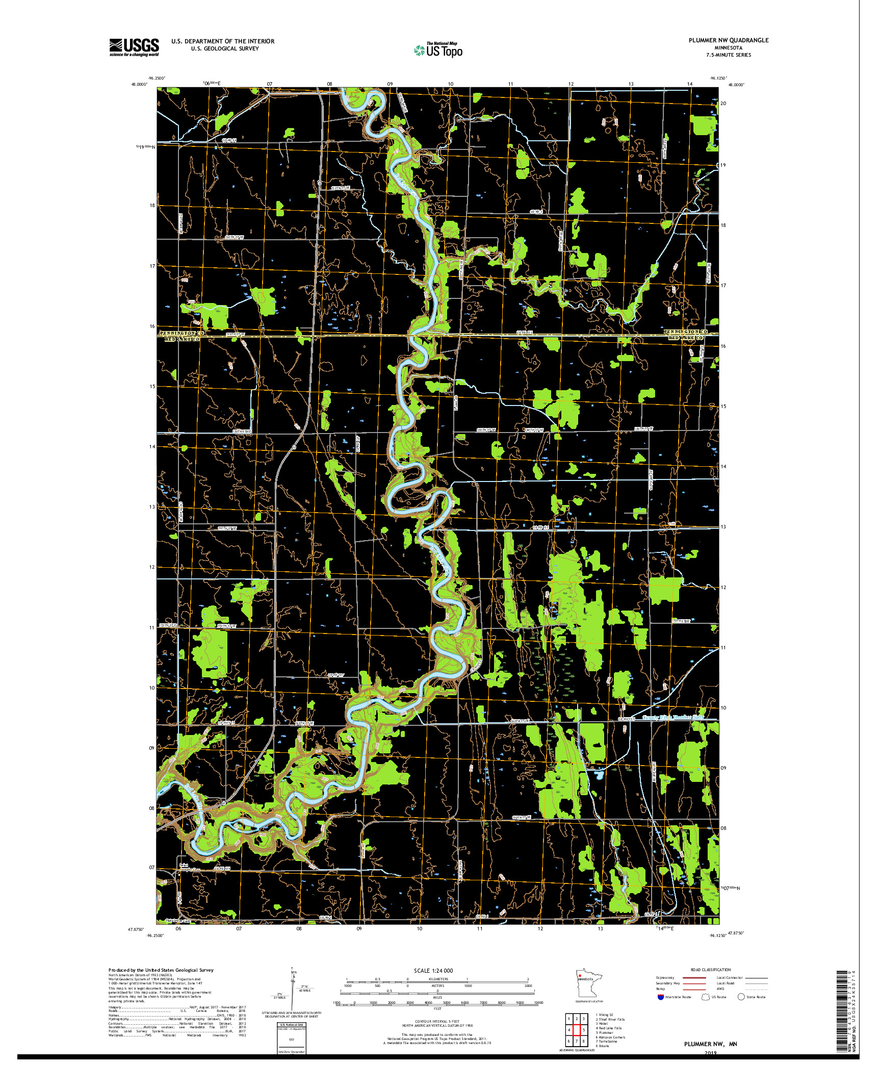 USGS US TOPO 7.5-MINUTE MAP FOR PLUMMER NW, MN 2019