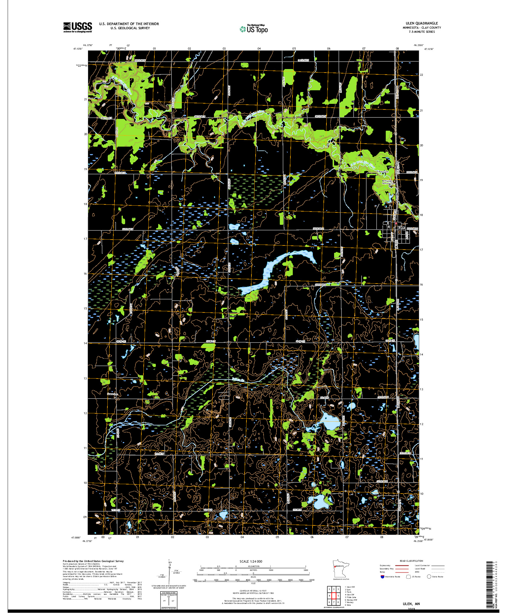 USGS US TOPO 7.5-MINUTE MAP FOR ULEN, MN 2019