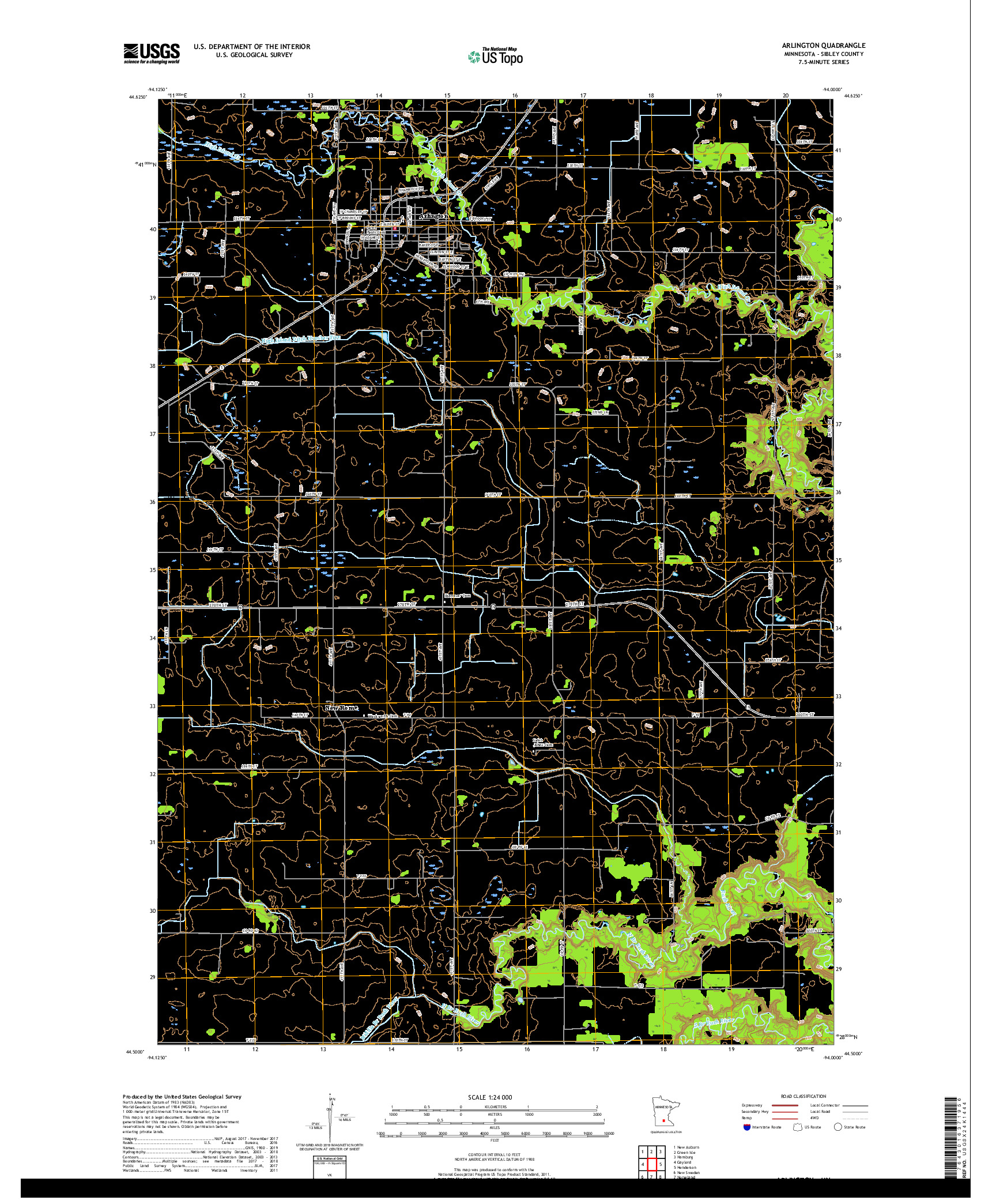 USGS US TOPO 7.5-MINUTE MAP FOR ARLINGTON, MN 2019