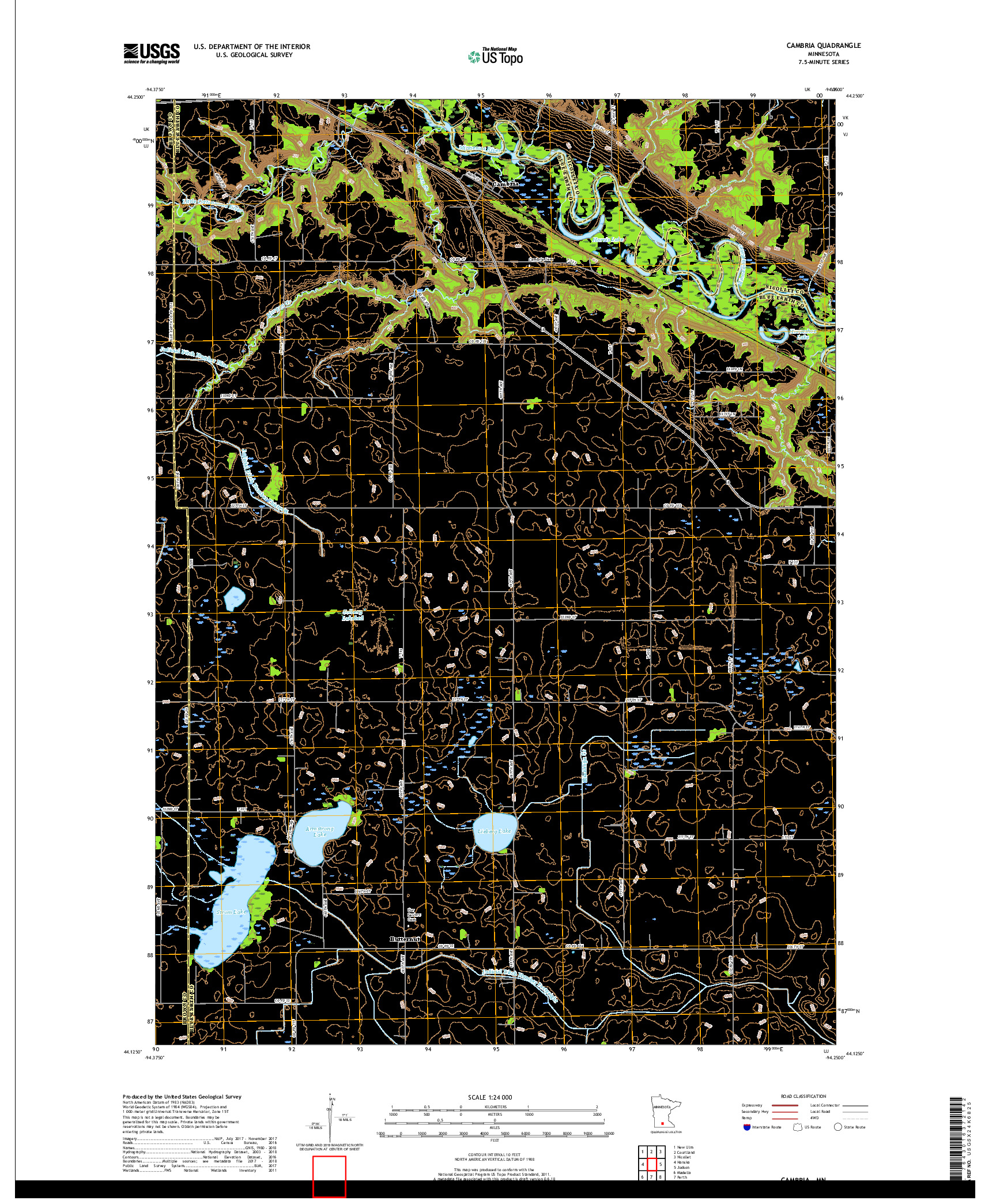USGS US TOPO 7.5-MINUTE MAP FOR CAMBRIA, MN 2019